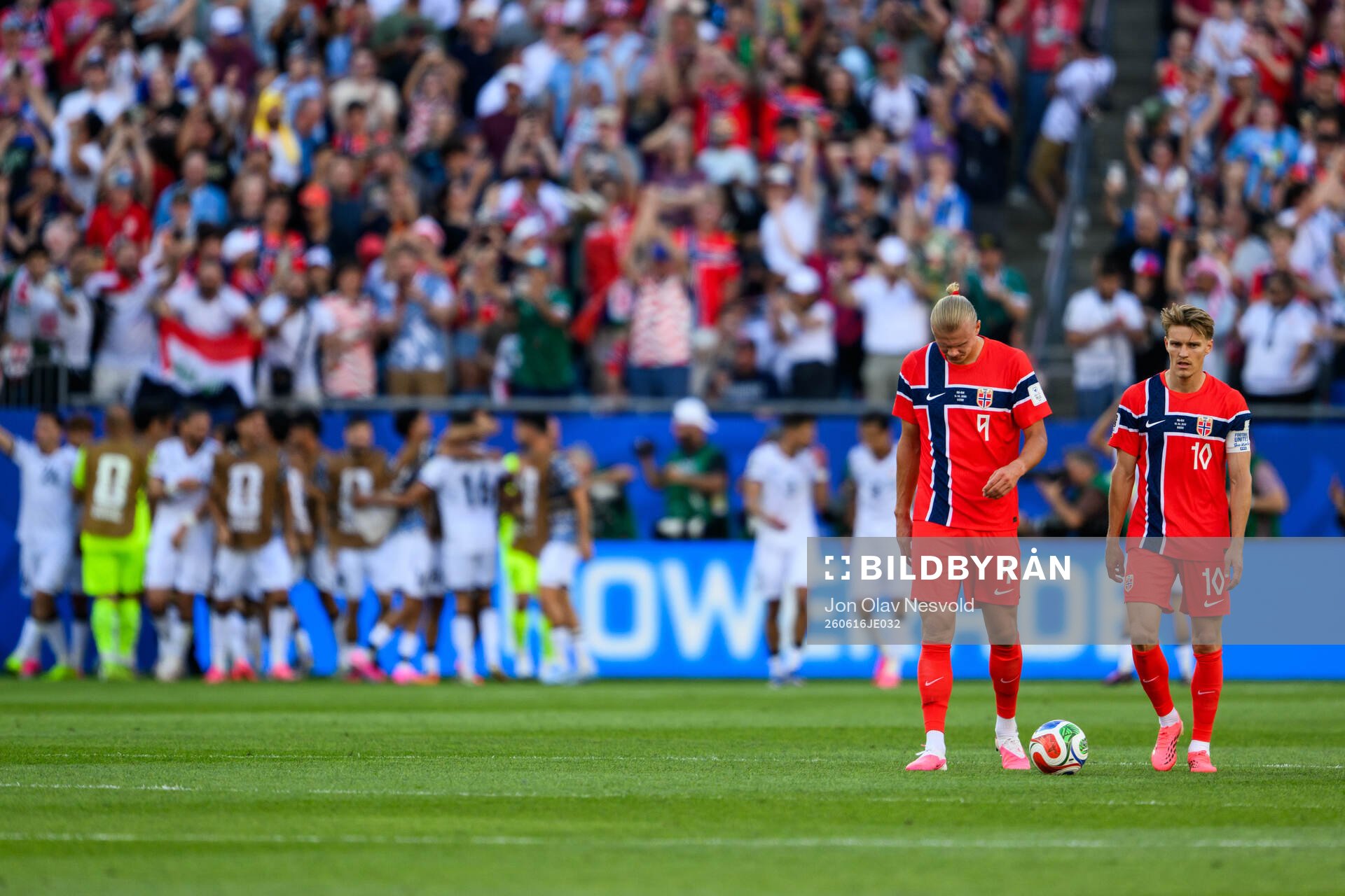 Erling Braut Haaland and Martin Ødegaard of Norway look