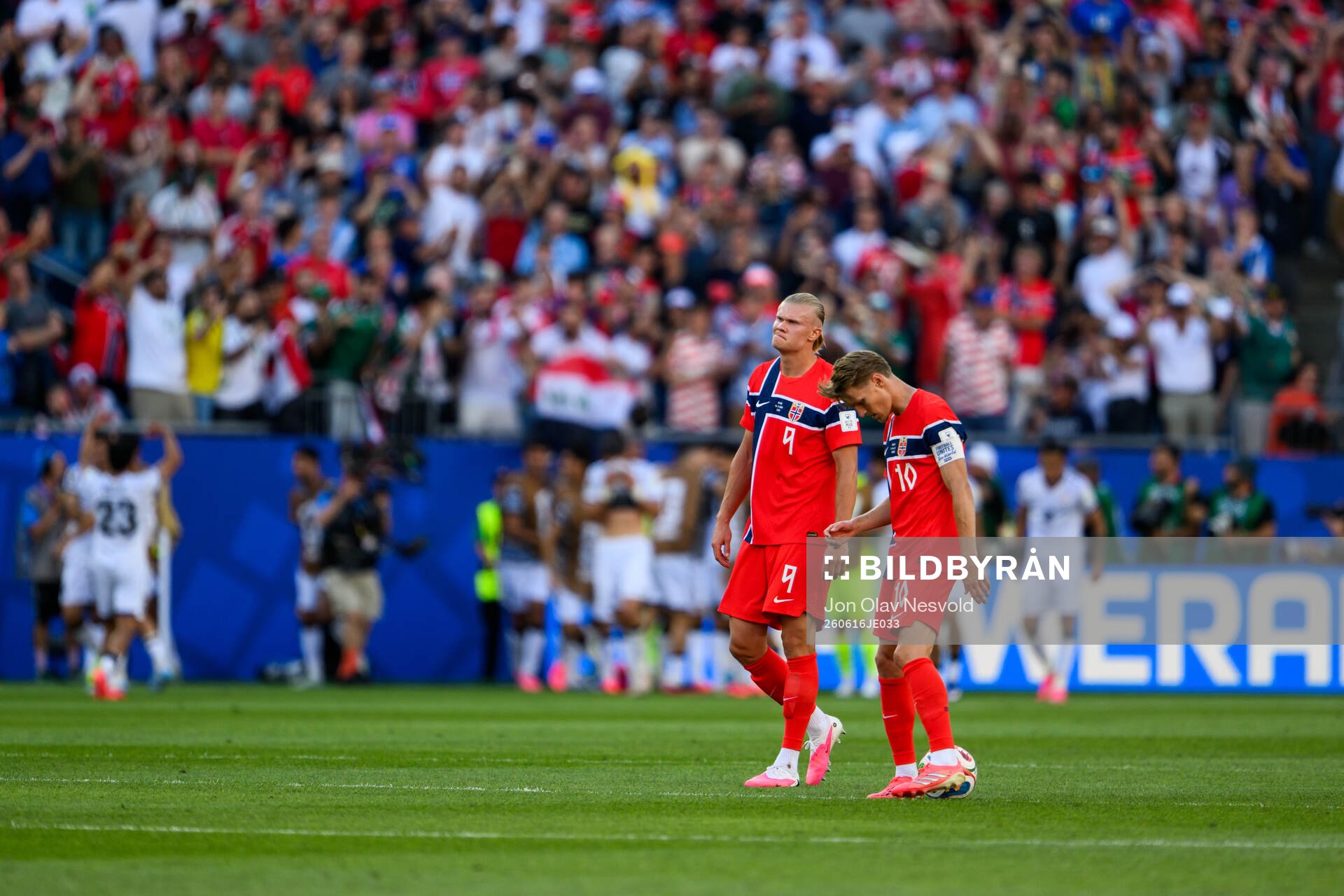 Erling Braut Haaland and Martin Ødegaard of Norway look