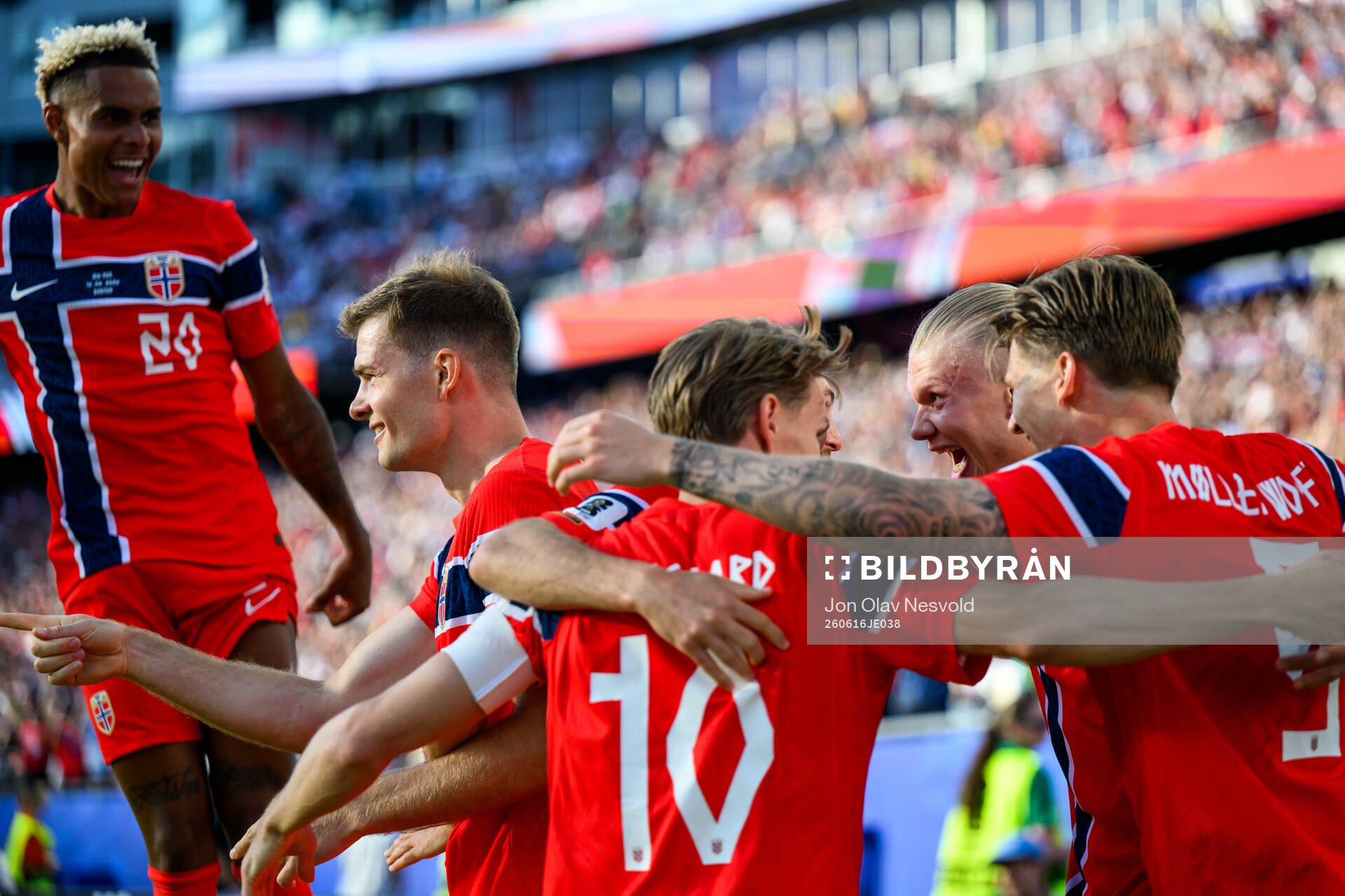 Antonio Nusa, Martin Ødegaard, Erling Braut Haaland and