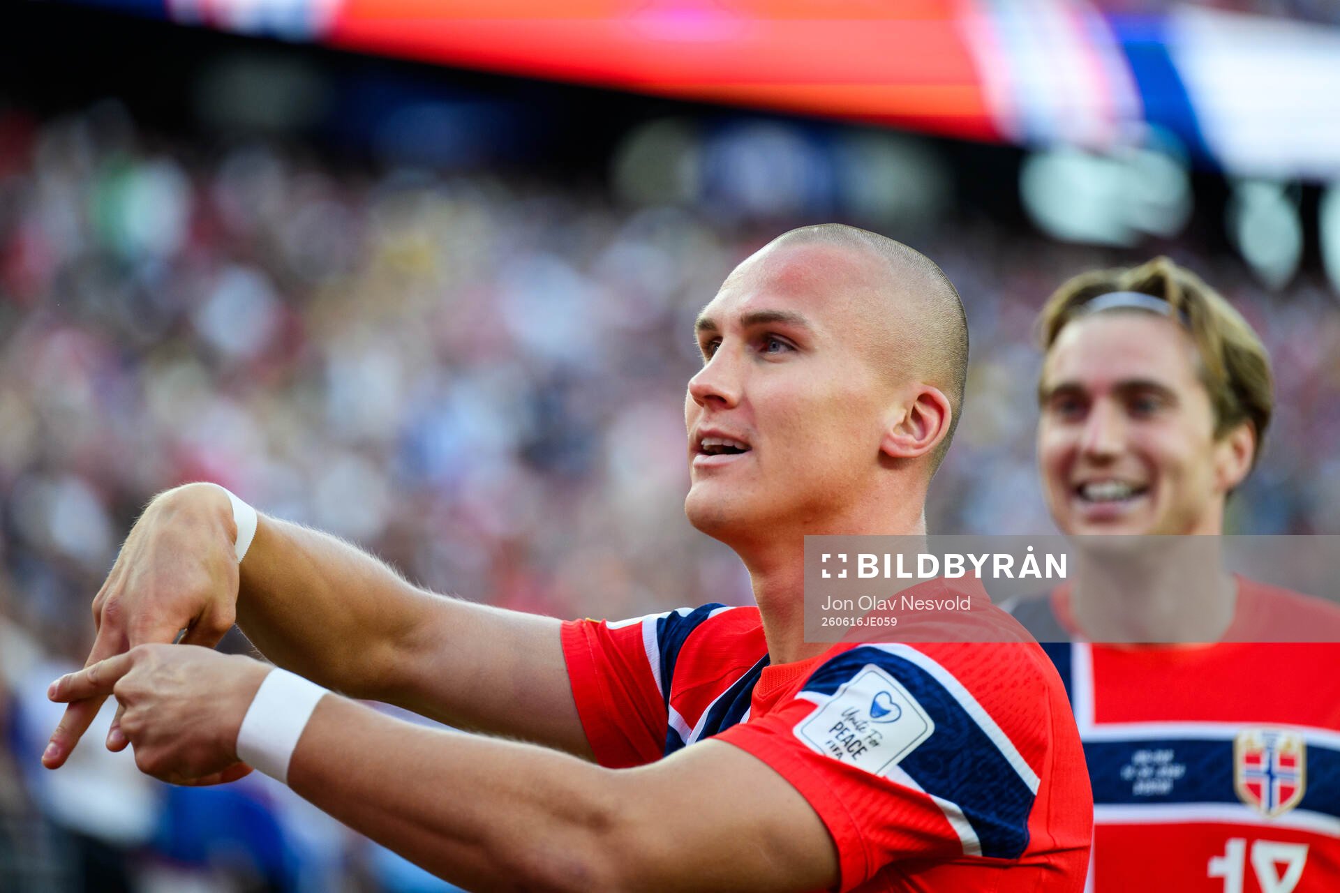 Leo Østigård of Norway celebrates