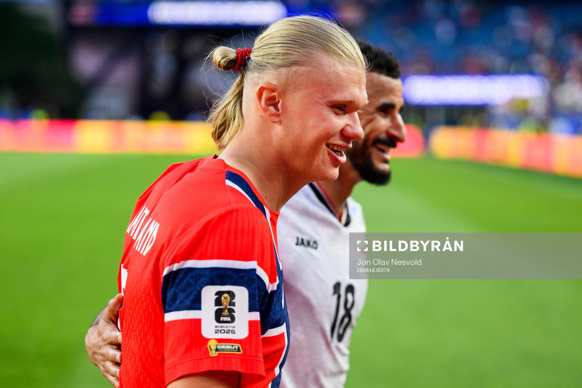 Erling Braut Haaland of Norway and Aymen Hussein Ghadhban