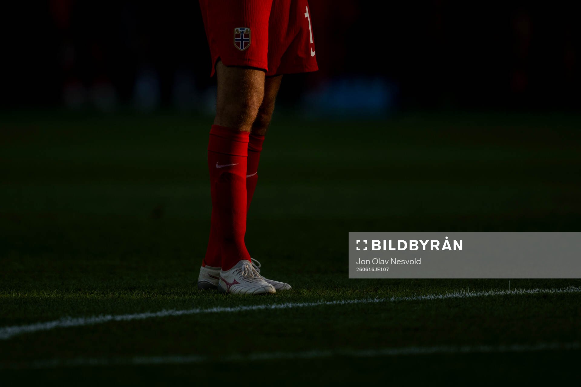 Close-up of the legs of a Norwegian player