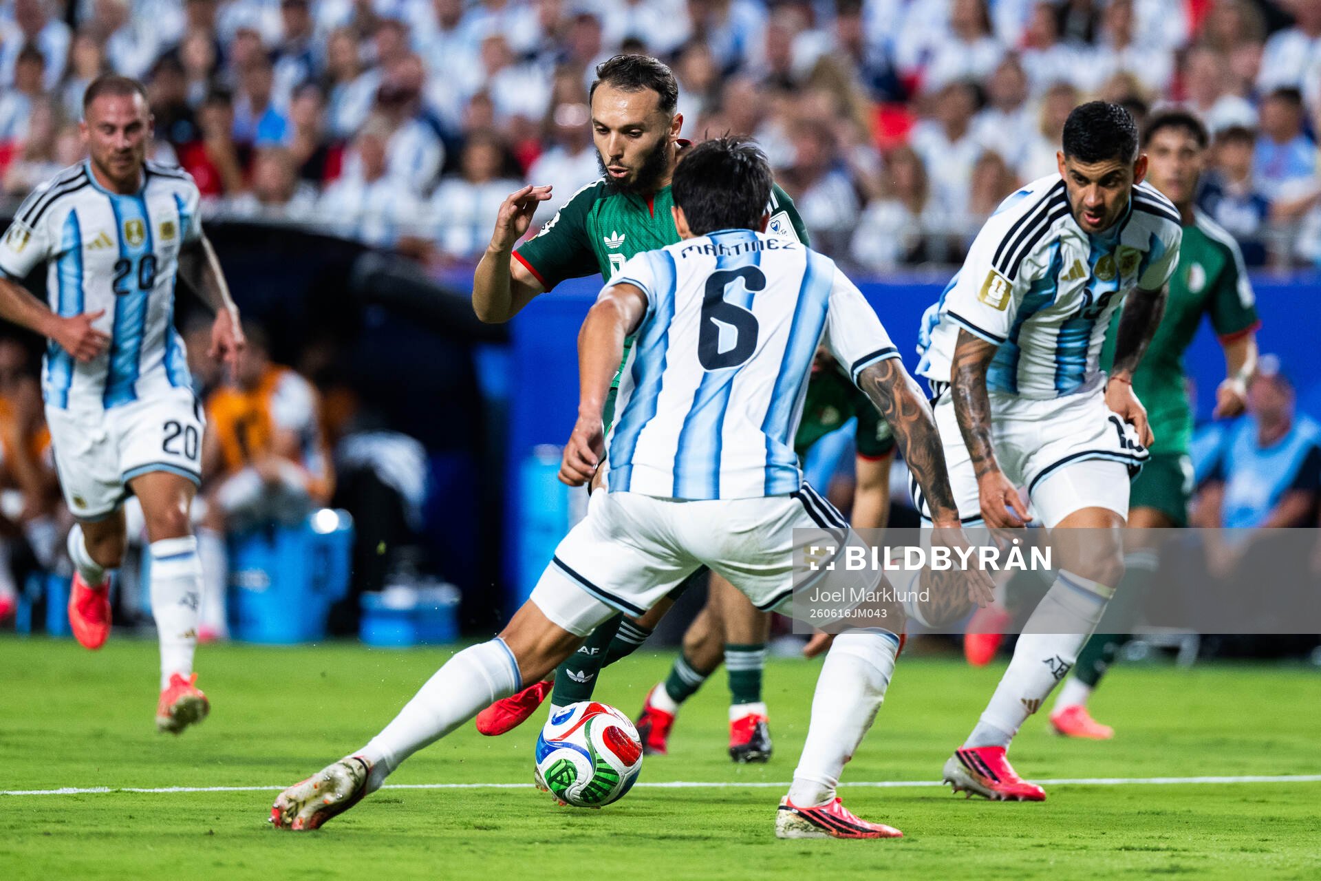 Amine Gouiri of Algeria and Lisandro Martinez of Argentina