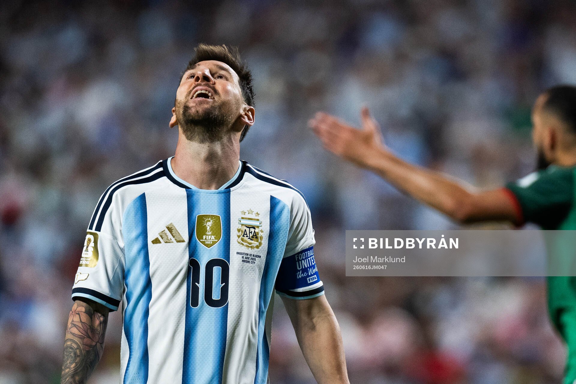 Lionel Messi of Argentina looks dejected