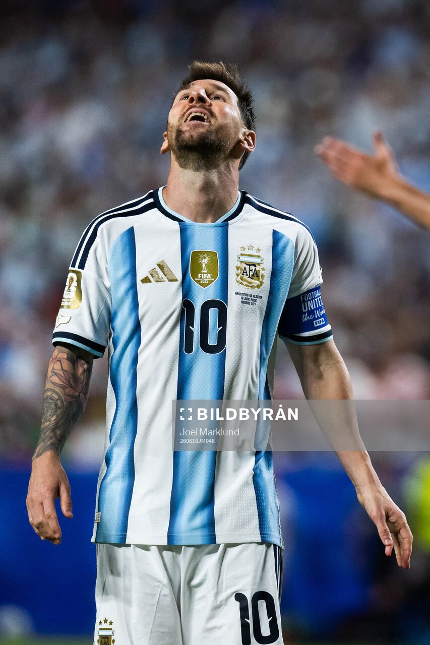Lionel Messi of Argentina looks dejected