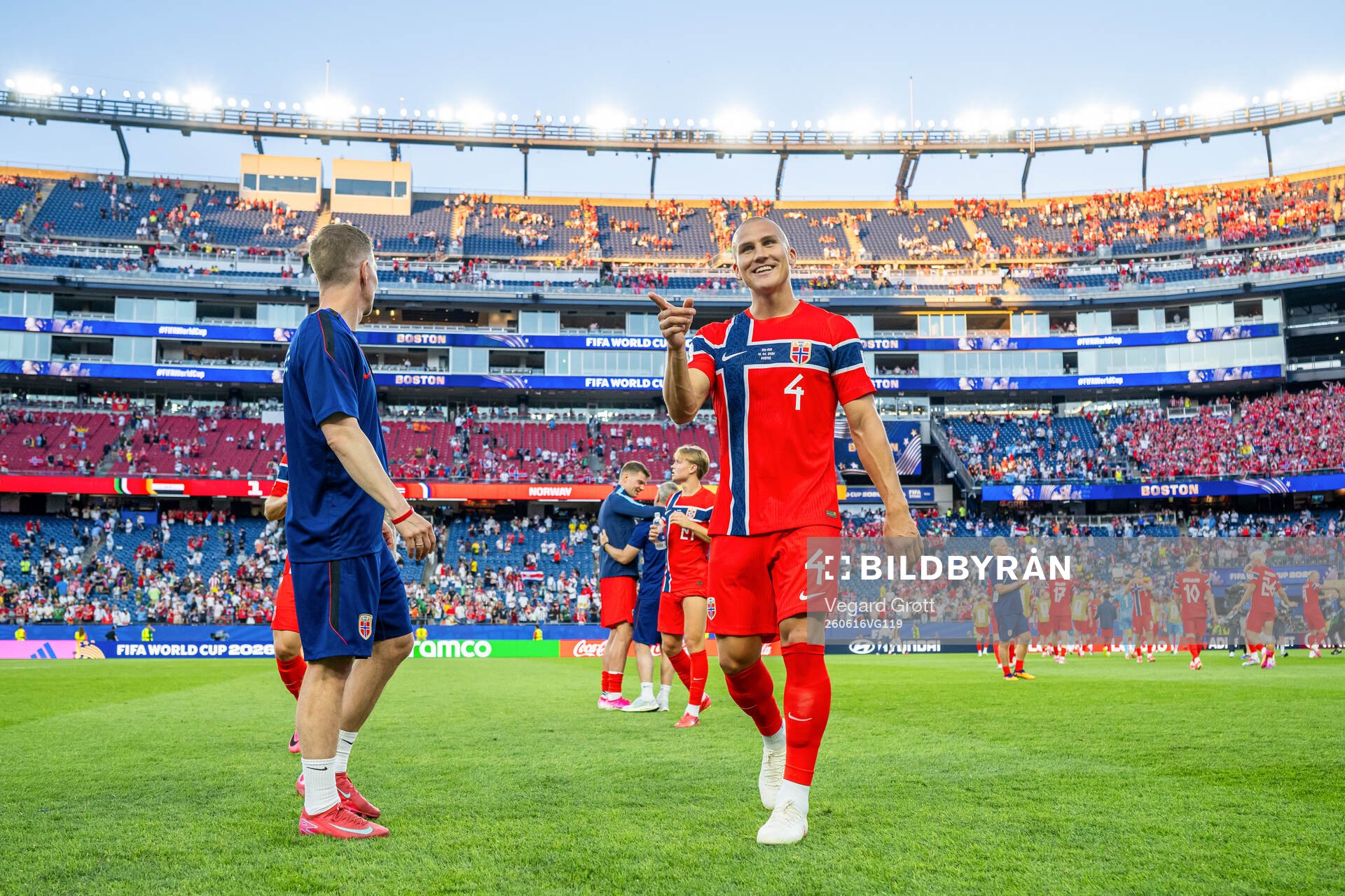 Leo Østigård of Norway celebrates