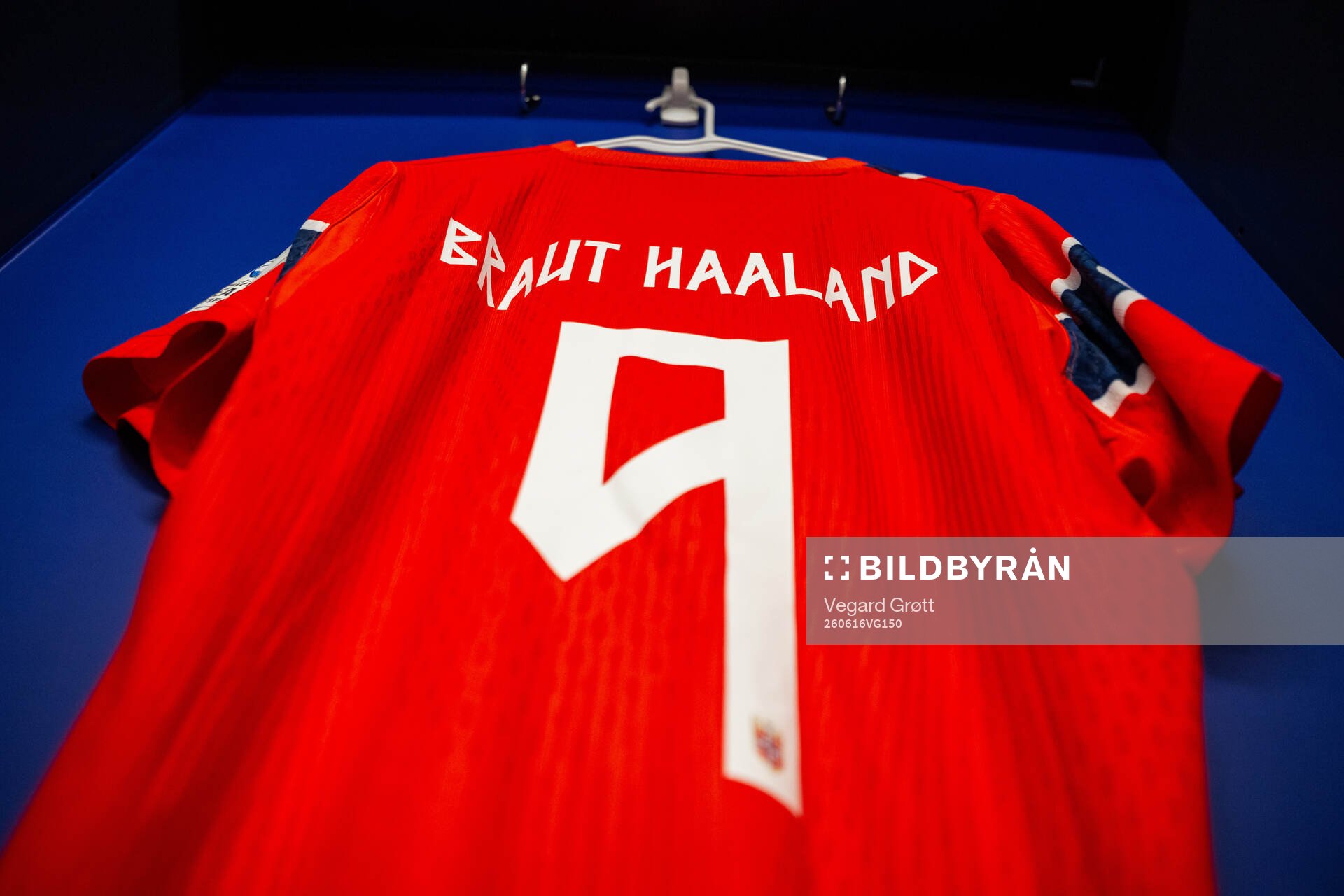 The kit of Erling Braut Haaland of Norway in the dressing