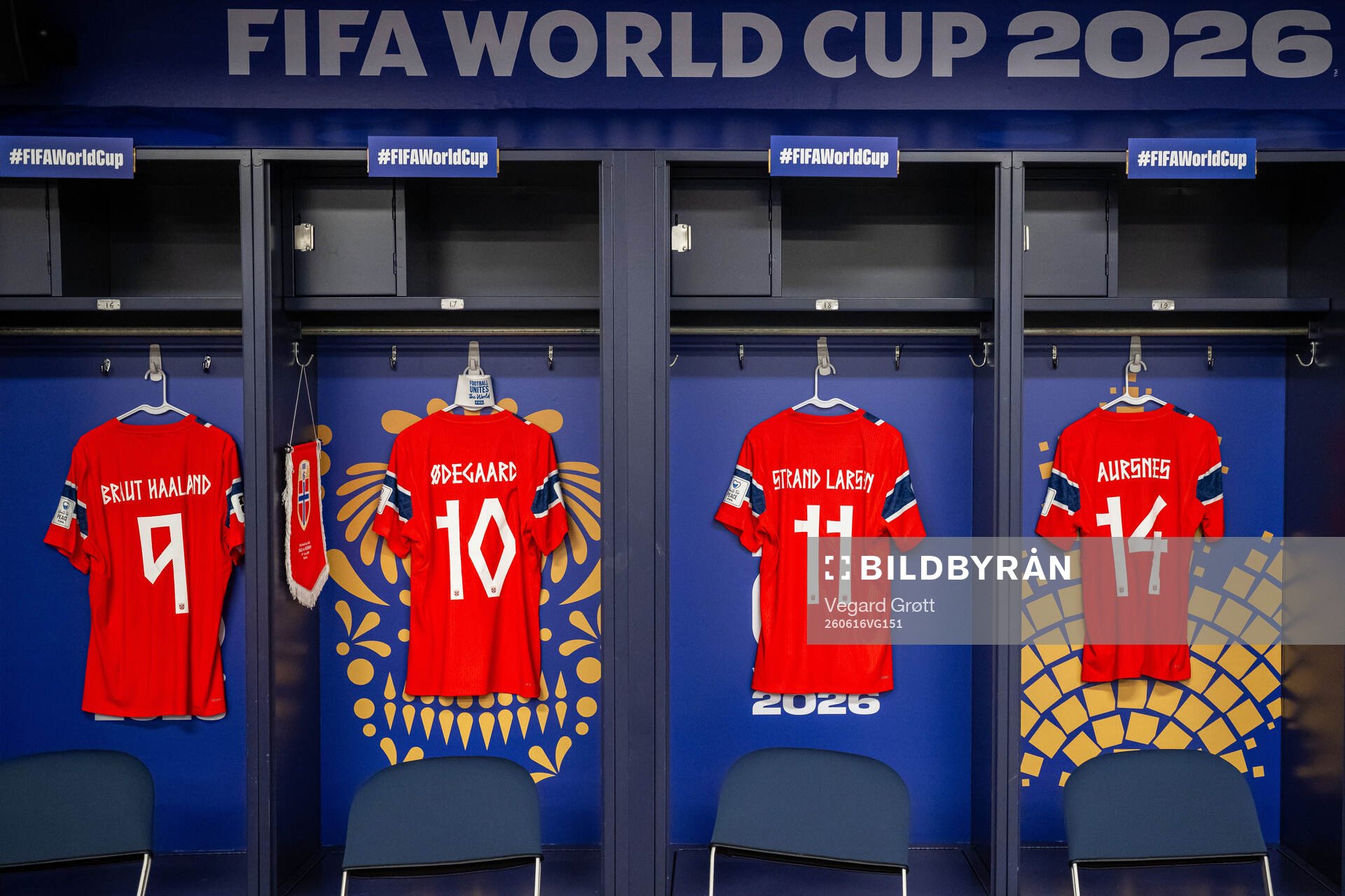 The kits of Erling Braut Haaland, Martin Ødegaard, Jørgen