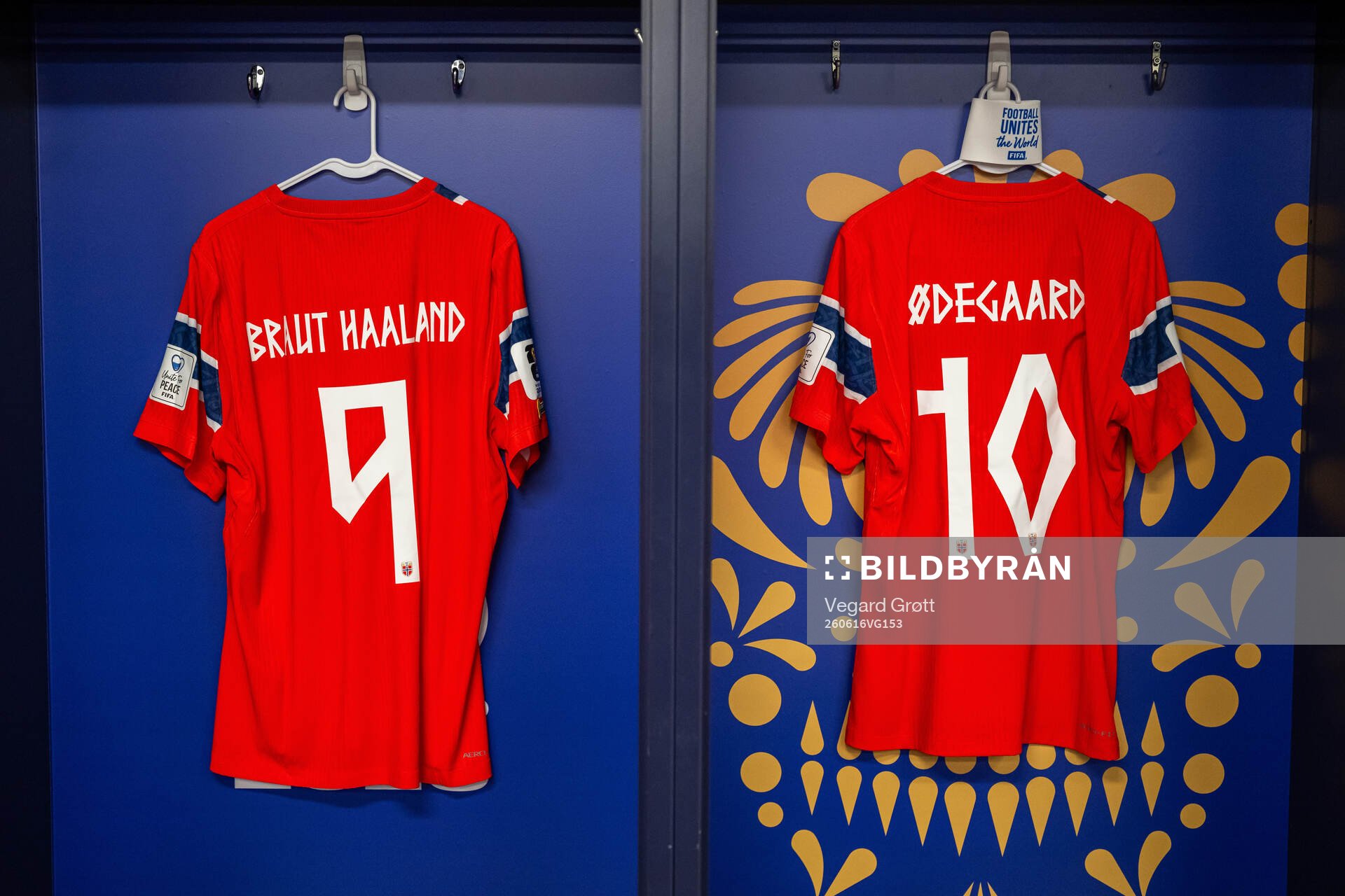 The kits of Erling Braut Haaland and Martin Ødegaard of