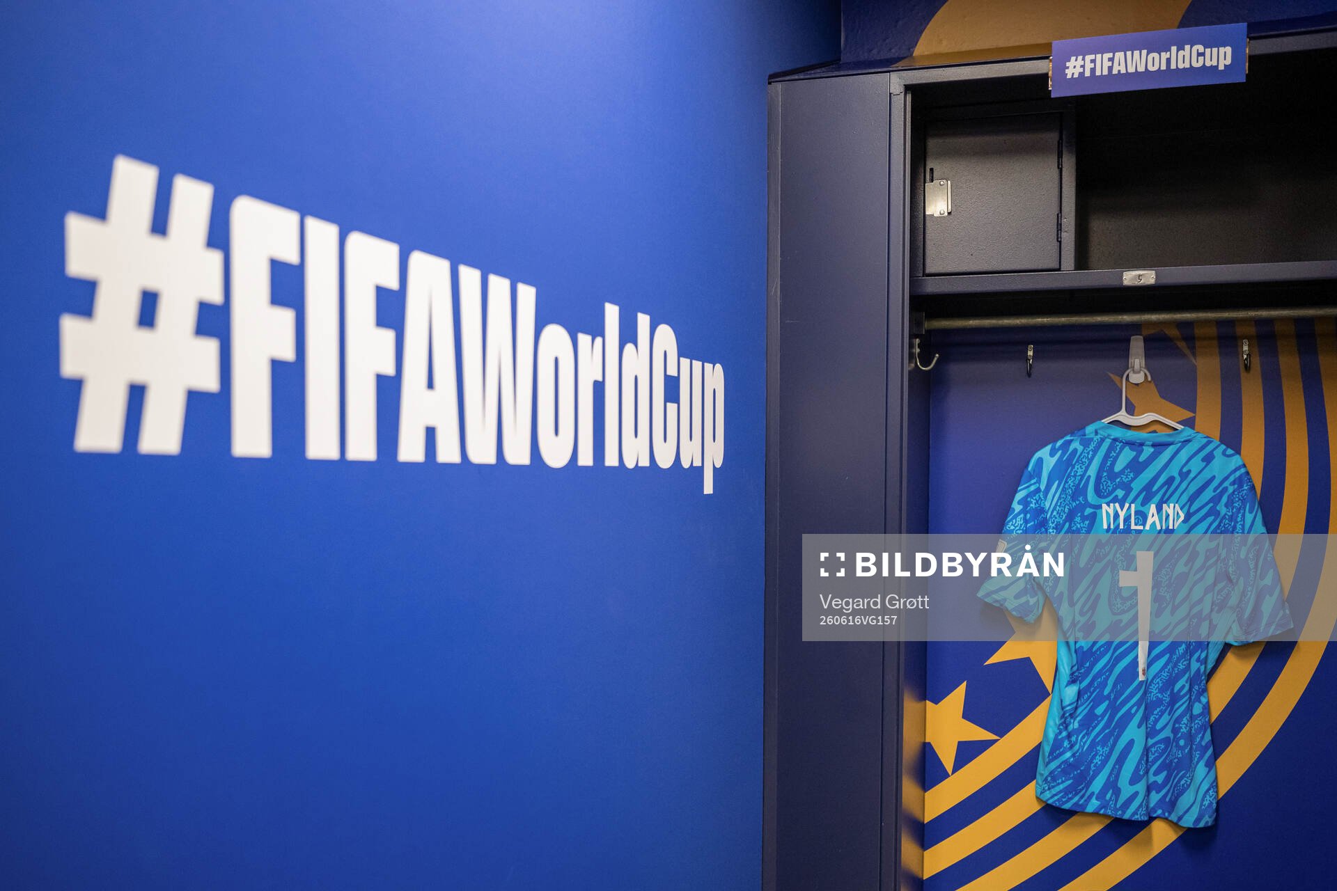 The kit of goalkeeper Ørjan Nyland of Norway in the