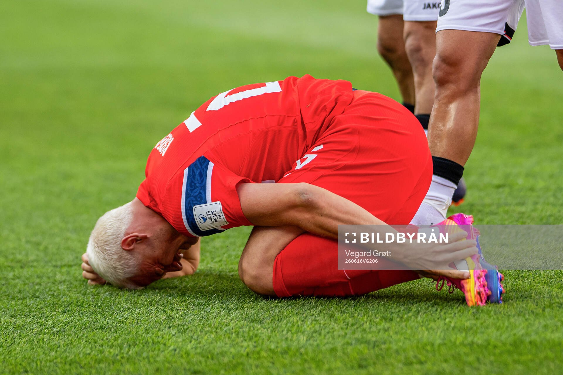 Julian Ryerson of Norway in pain