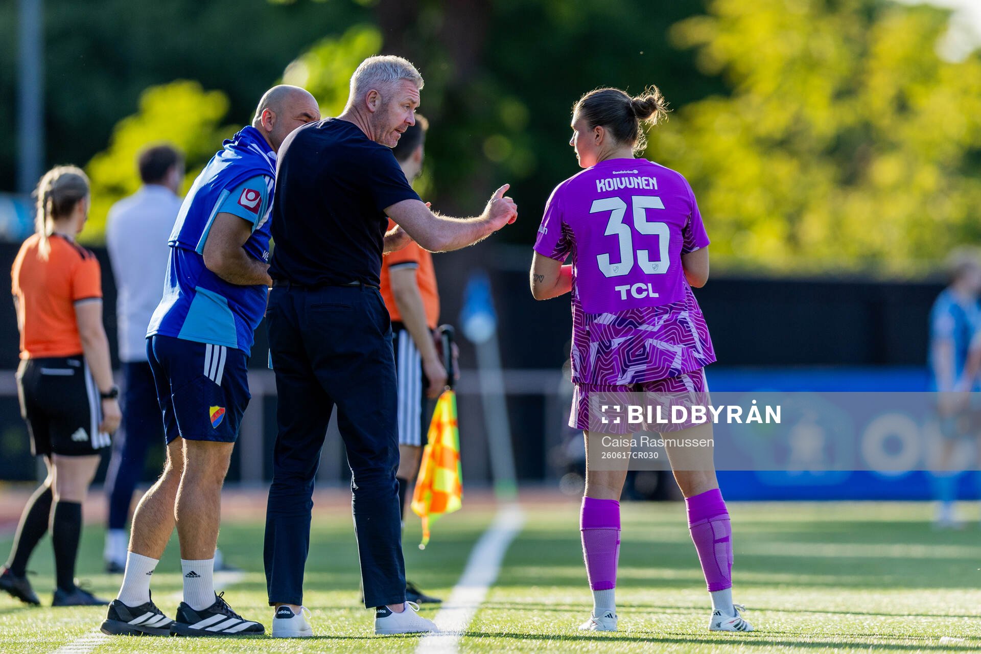 Djurgårdens tränare Willie Kirk och målvakt Anna Aurora