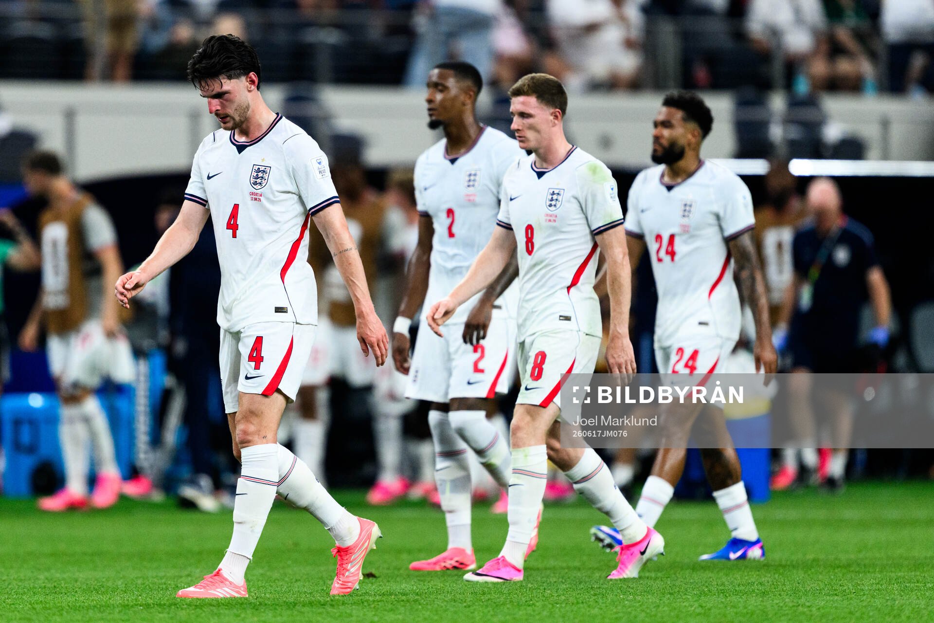 Declan Rice, Ezri Konsa, Elliot Anderson and Reece James of