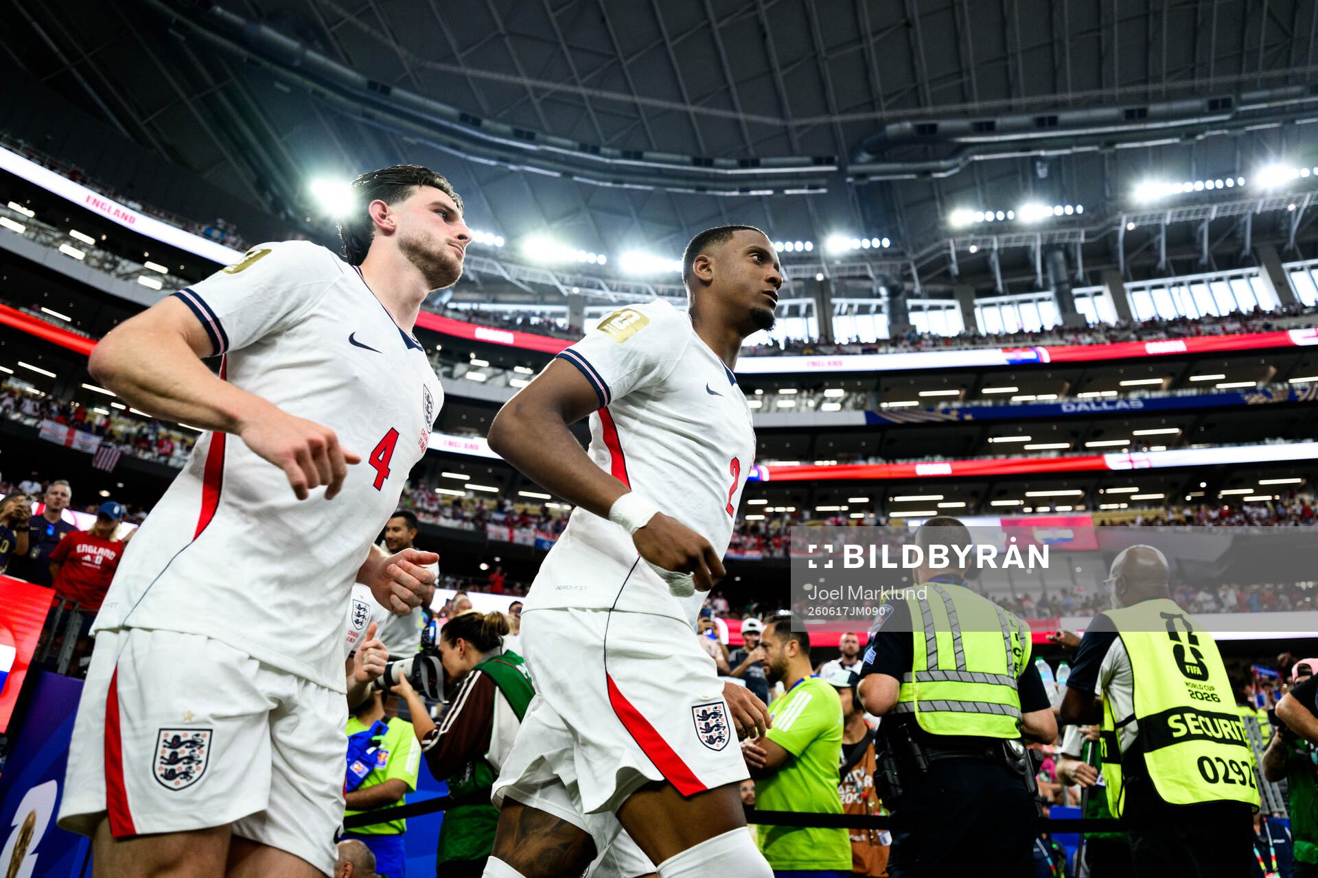 Declan Rice and Ezri Konsa of England