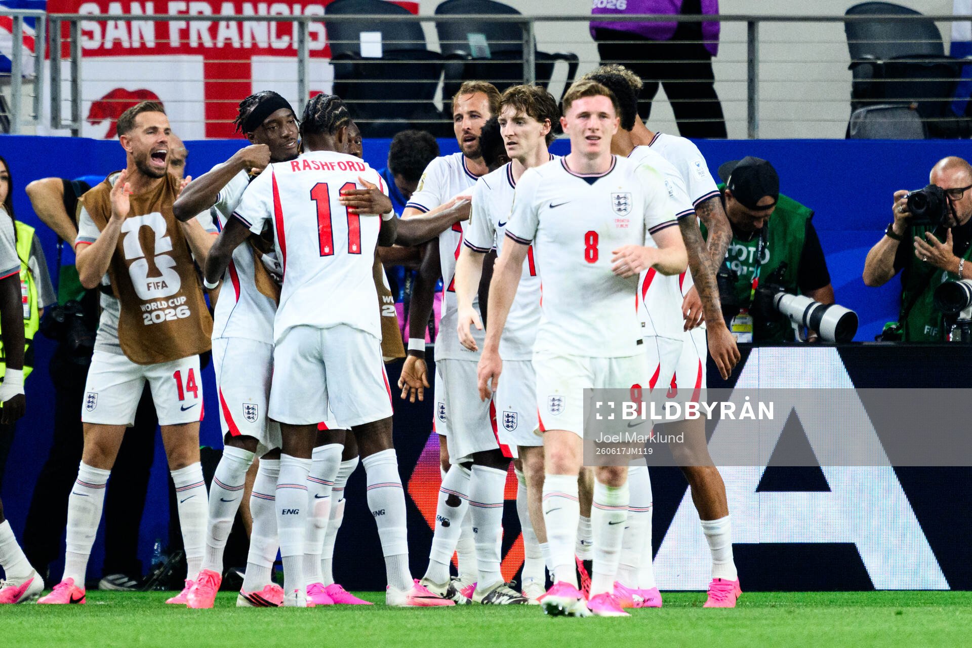 Marcus Rashford of England celebrates 4-2
