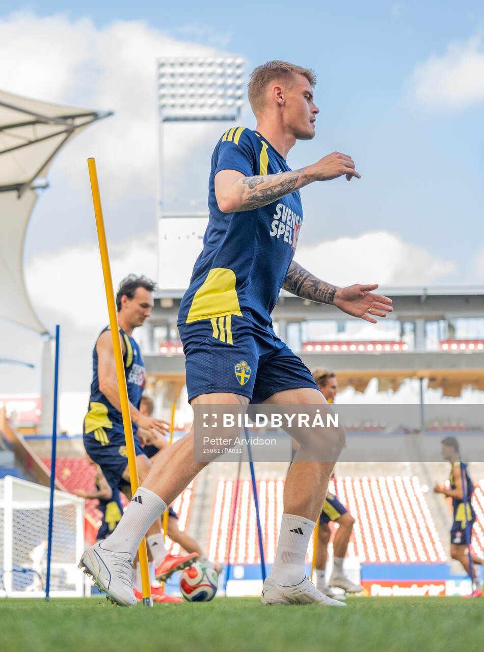 Eric Smith of the Swedish national football team at a