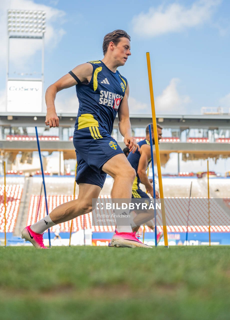 Elliot Stroud of the Swedish national football team at a