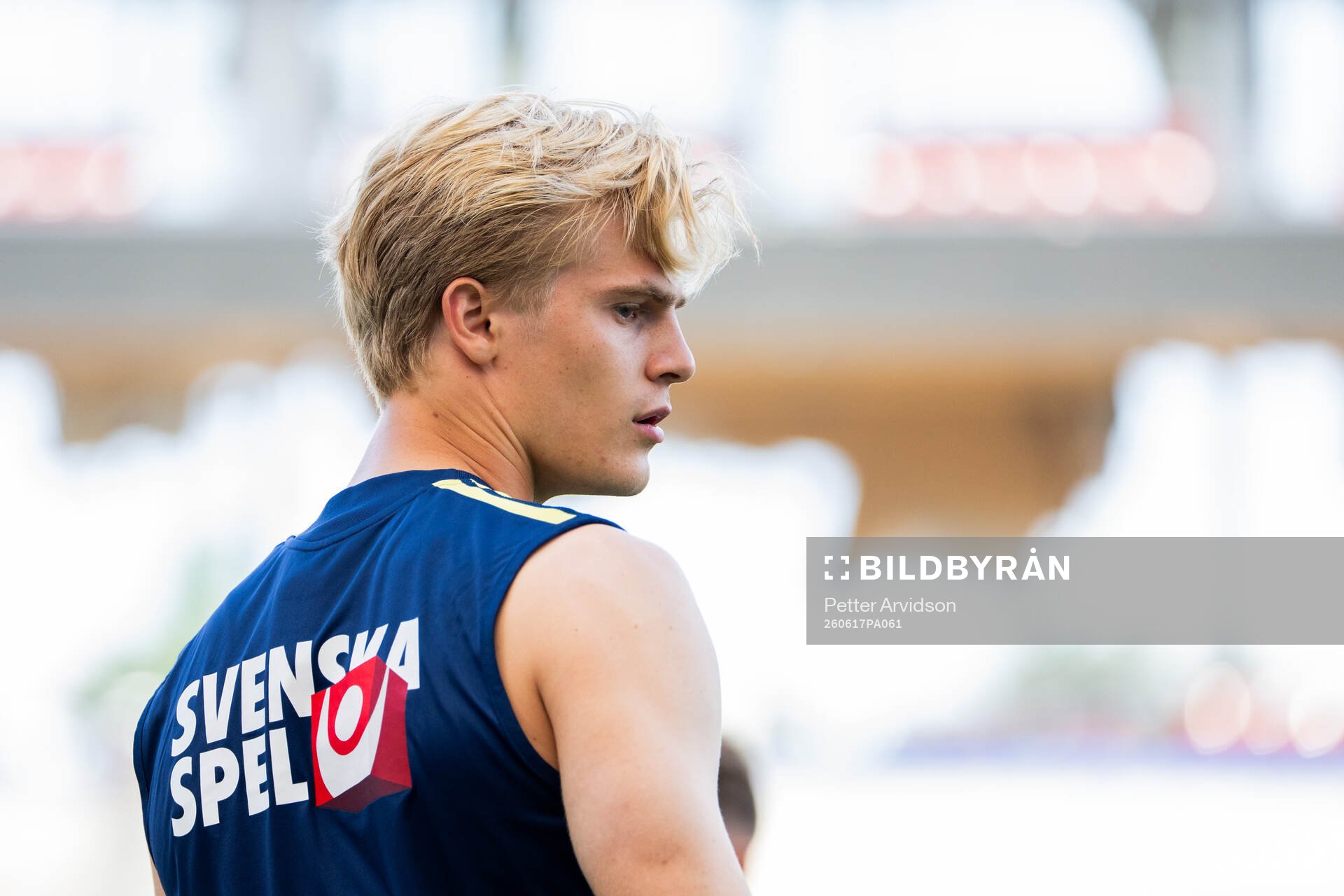 Lucas Bergvall of the Swedish national football team at a