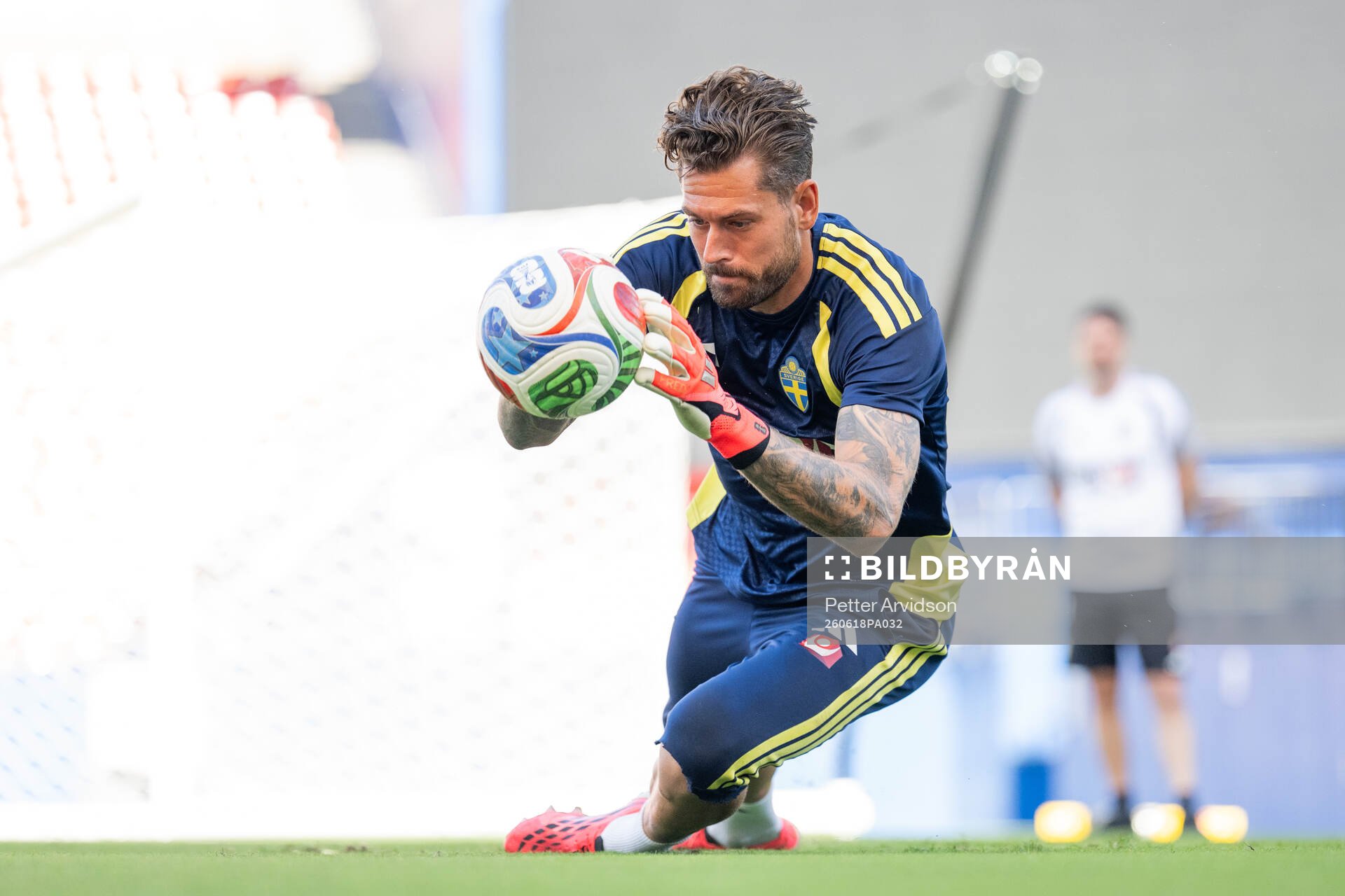 Goalkeeper Kristoffer Nordfeldt of the Swedish national