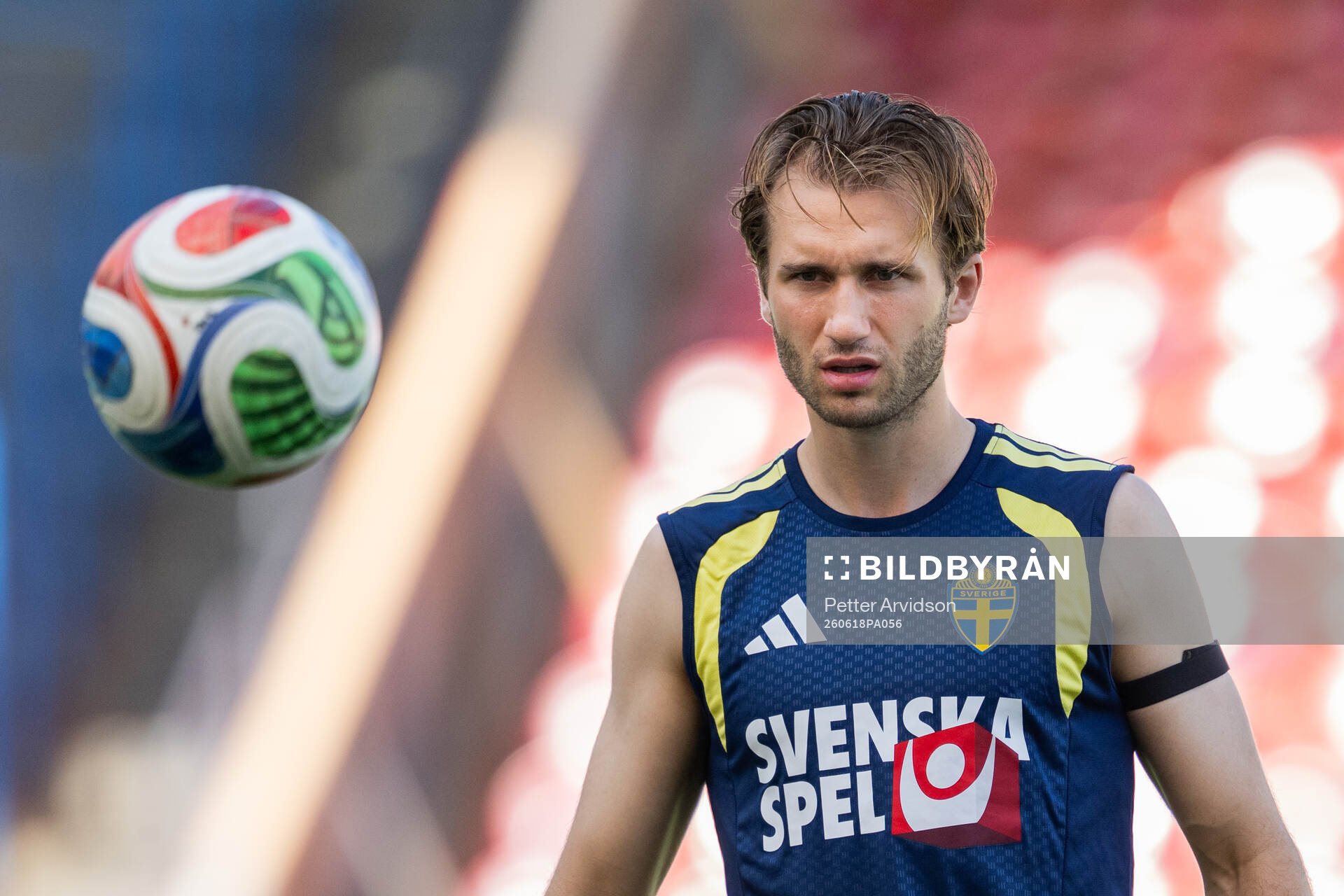 Benjamin Nygren of the Swedish national football team at a