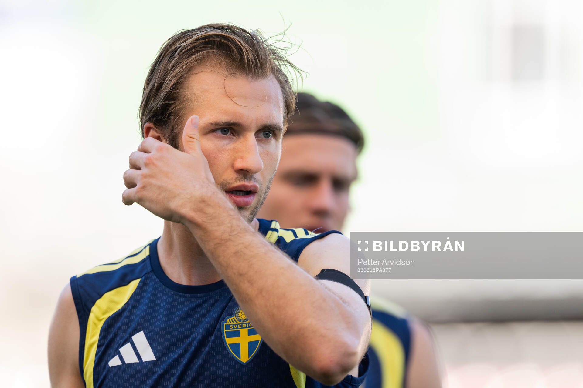 Benjamin Nygren of the Swedish national football team at a