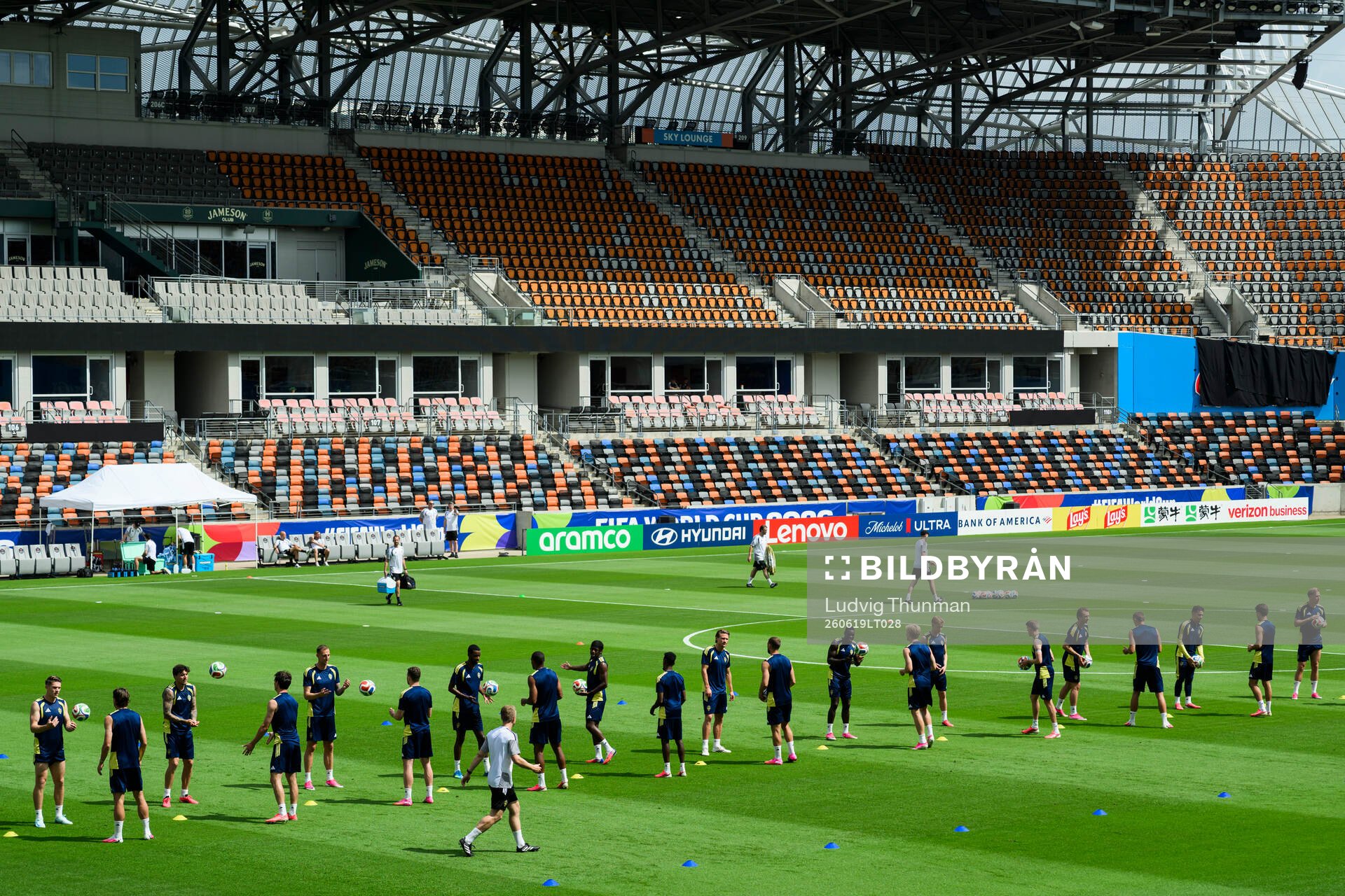 General view of the Swedish national football team at a