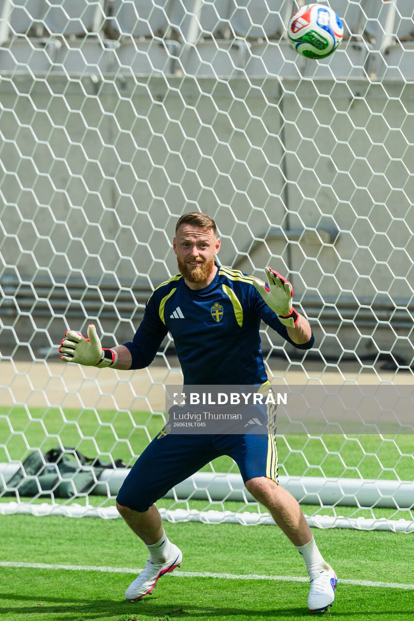 Goalkeeper Viktor Johansson of the Swedish national
