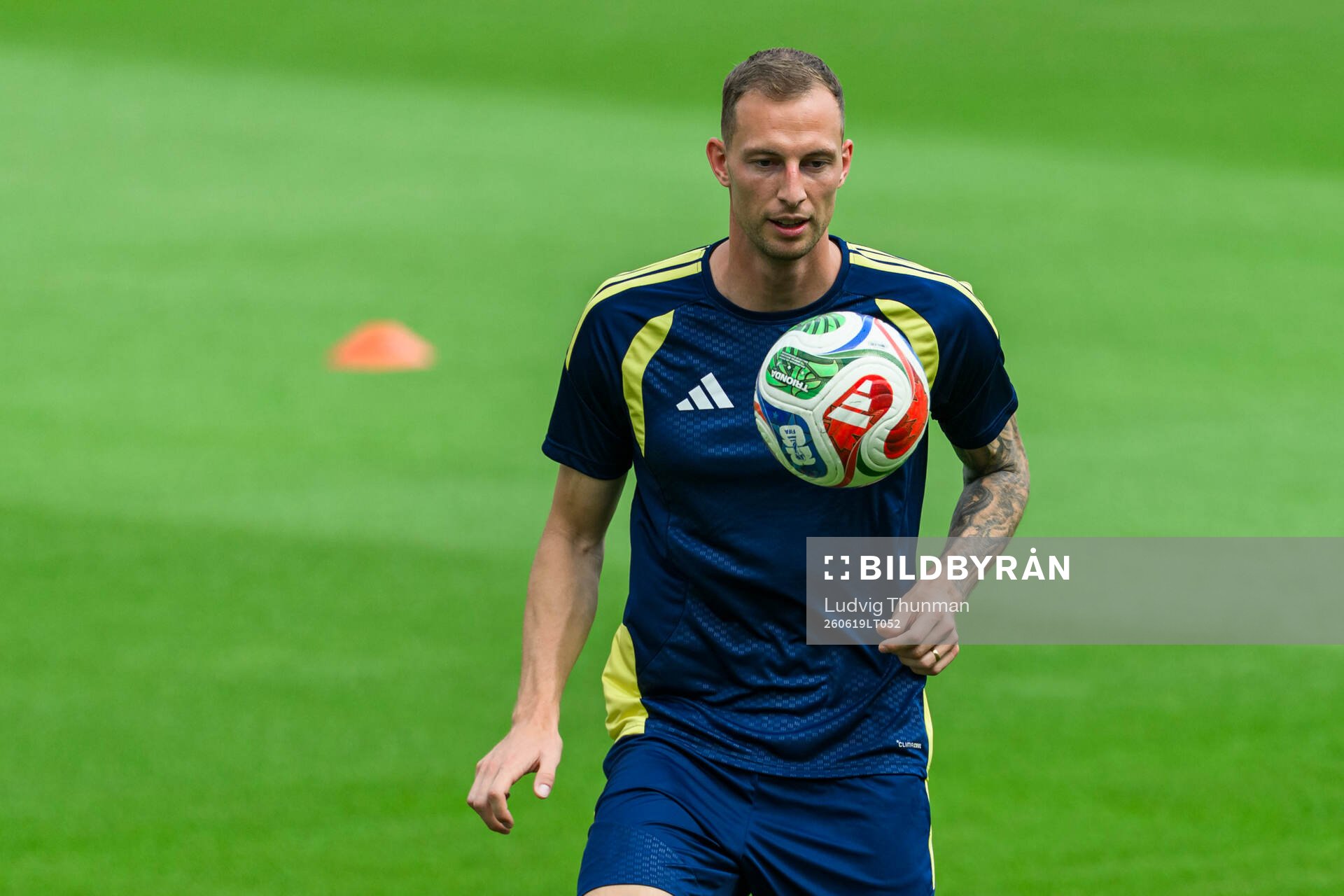 Gustaf Nilsson of the Swedish national football team at a
