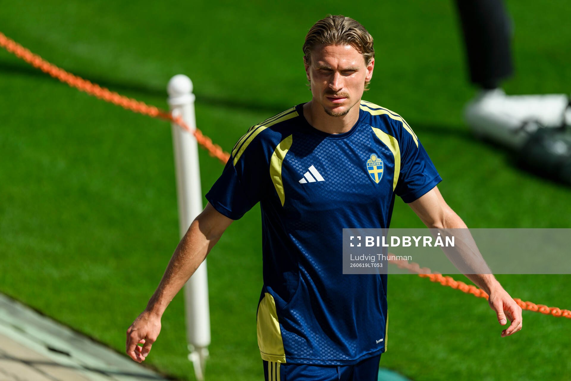 Carl Starfelt of the Swedish national football team at a