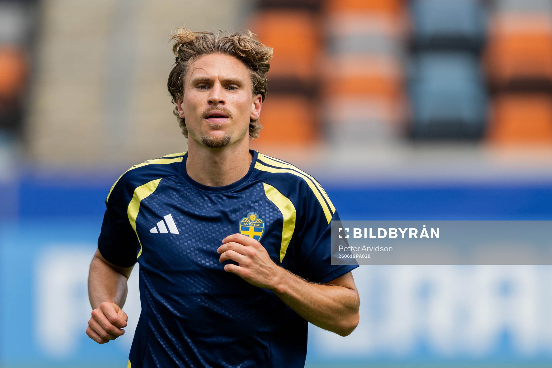 Carl Starfelt of the Swedish national football team at a