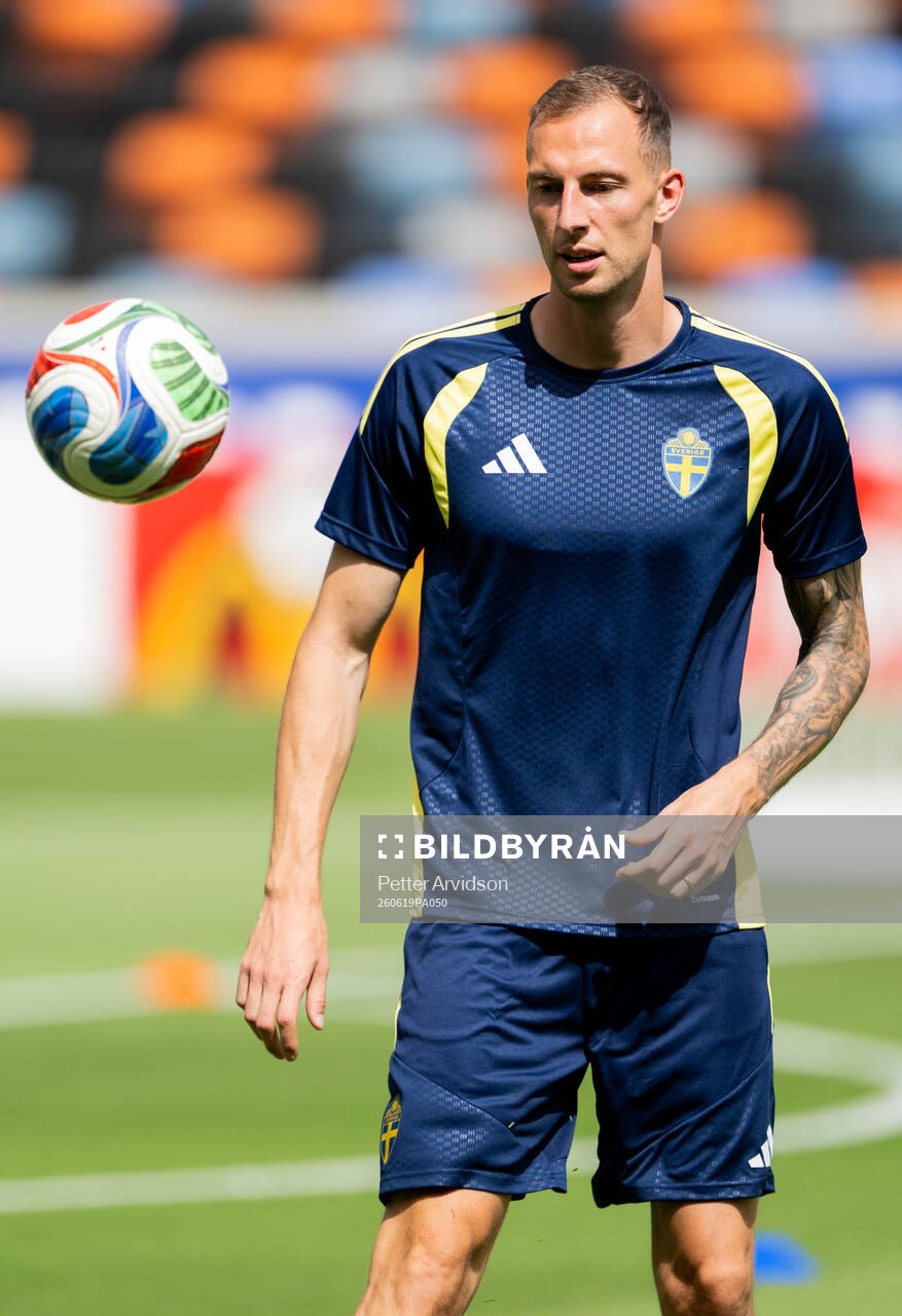Gustaf Nilsson of the Swedish national football team at a