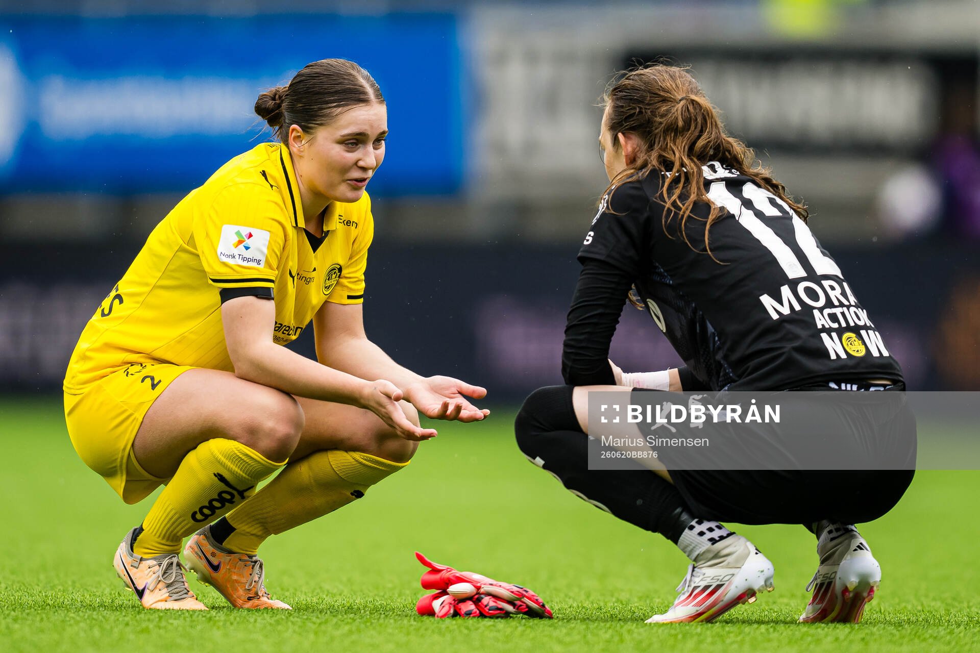 Amie Sannes and goalkeeper Michaela Karin Moran of