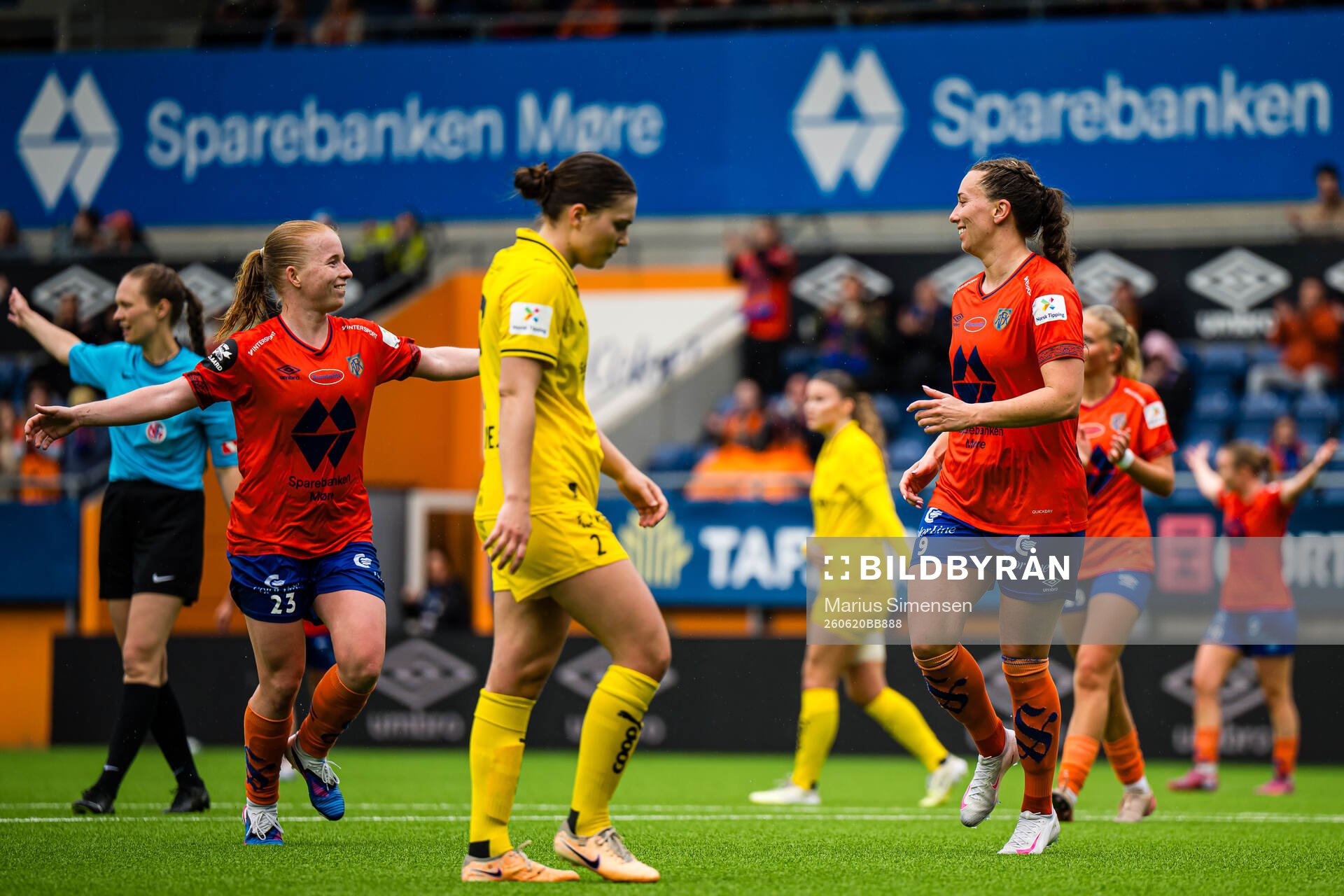 Katarina Dybvik Sunde of Aalesund celebrates