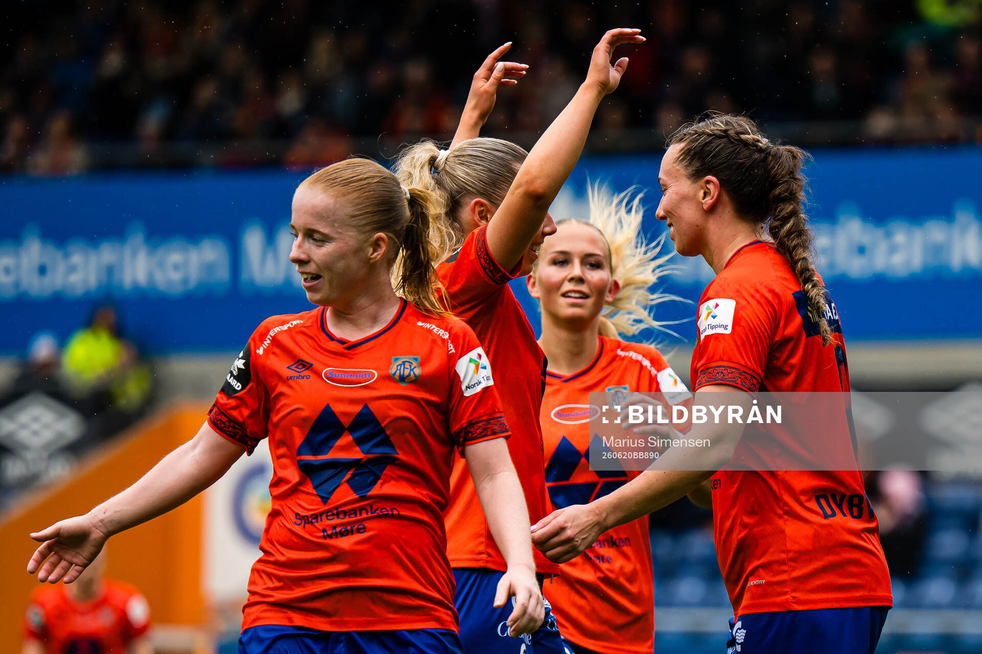 Katarina Dybvik Sunde of Aalesund celebrates