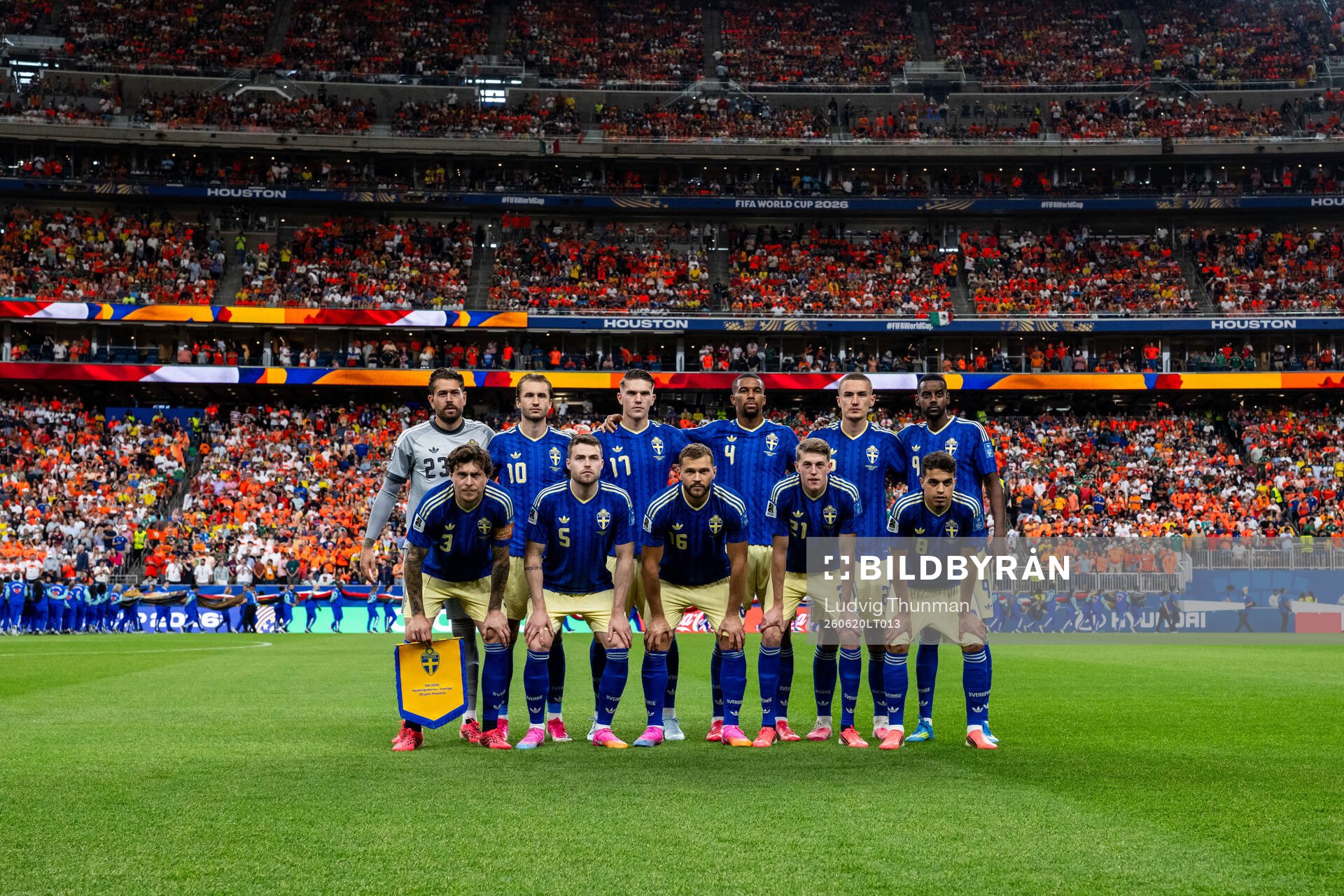 The starting eleven of Sweden pose for a team photo. From