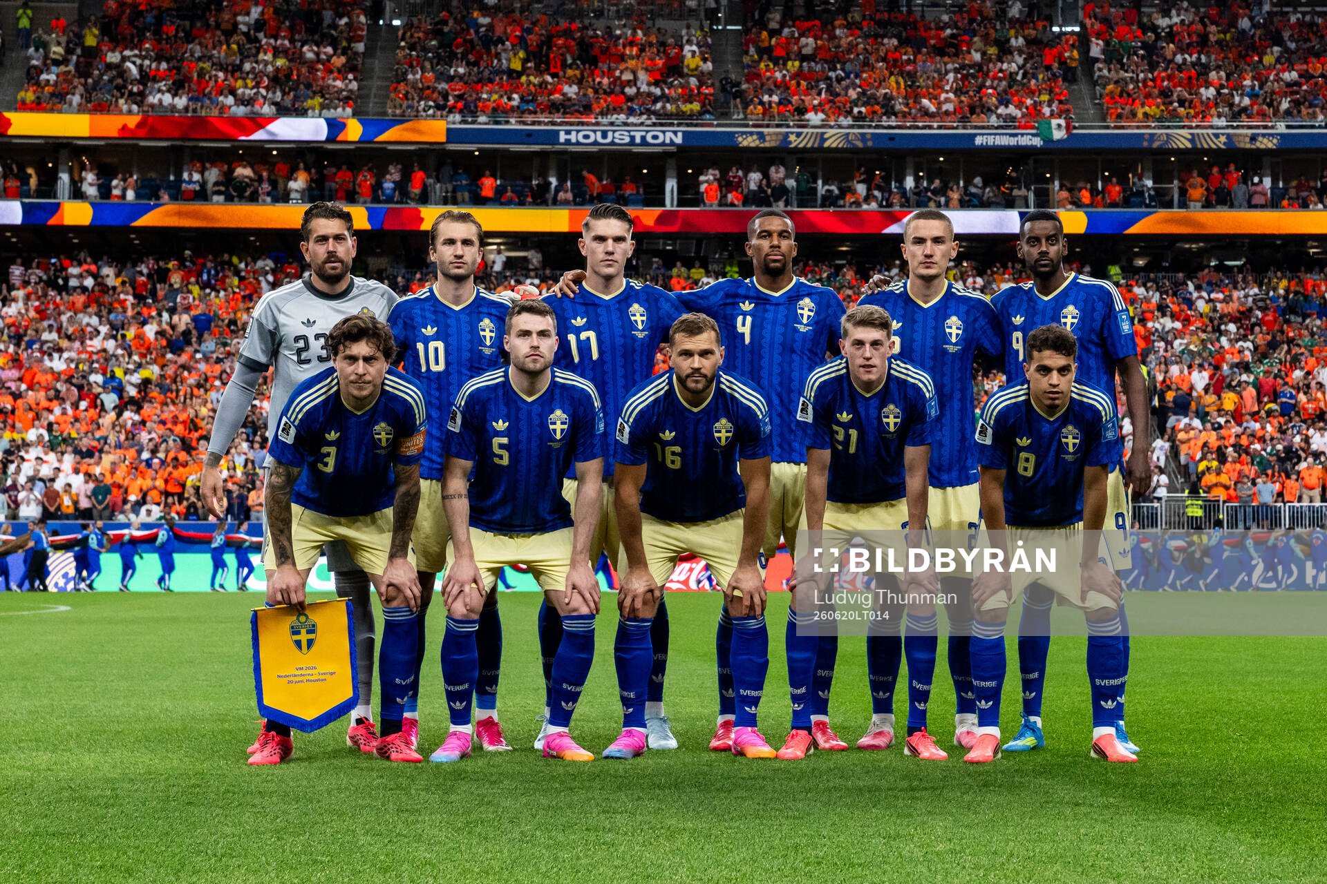 The starting eleven of Sweden pose for a team photo. From