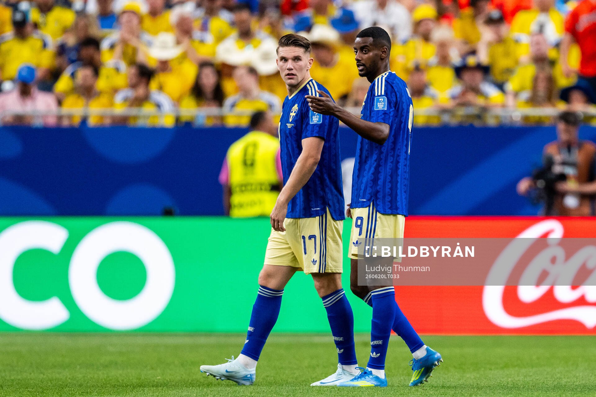 Viktor Gyökeres and Alexander Isak of Sweden