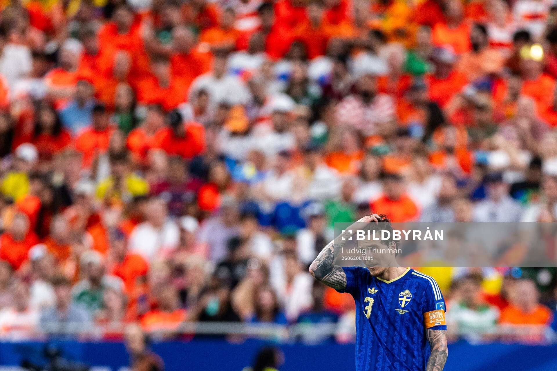 Victor Nilsson Lindelöf of Sweden looks dejected