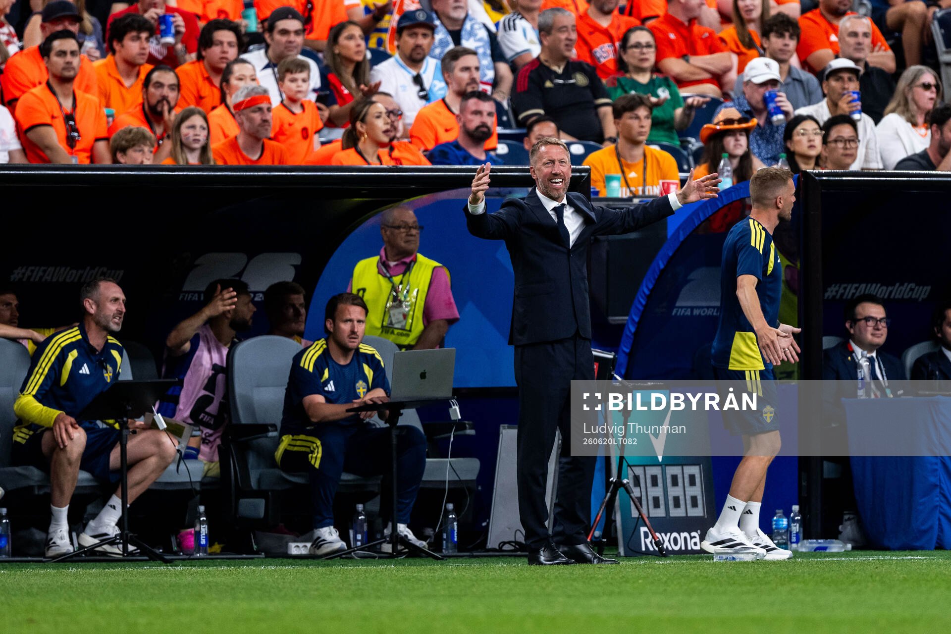 Head coach Graham Potter of Sweden reacts