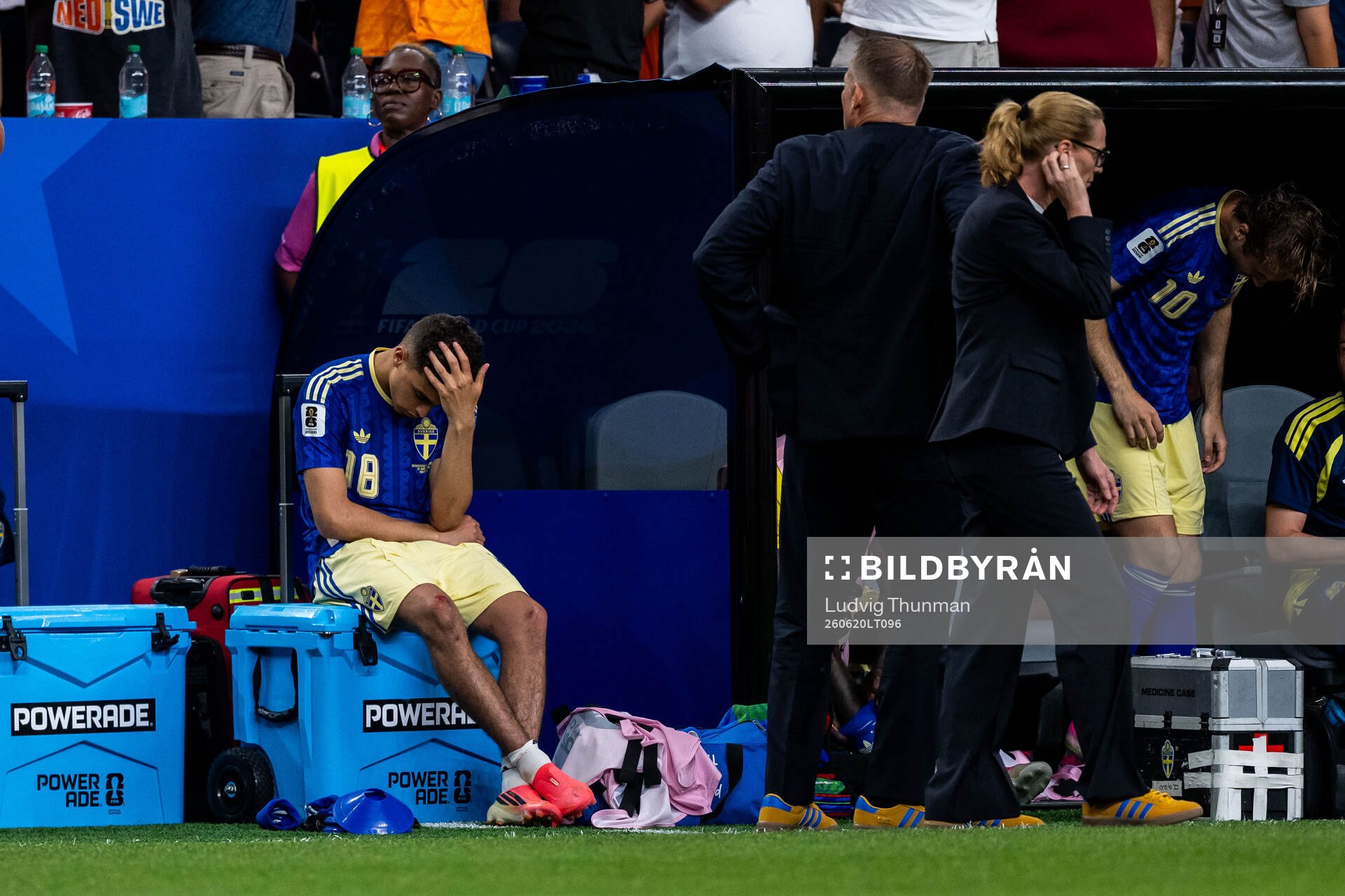Yasin Ayari of Sweden looks dejected