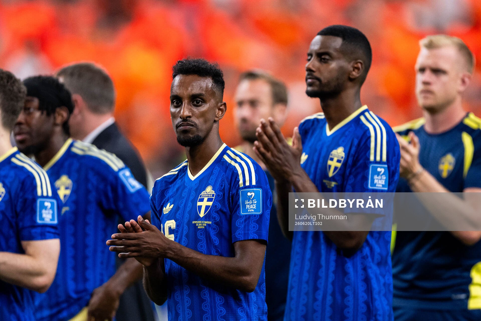 Taha Ali and Alexander Isak of Sweden