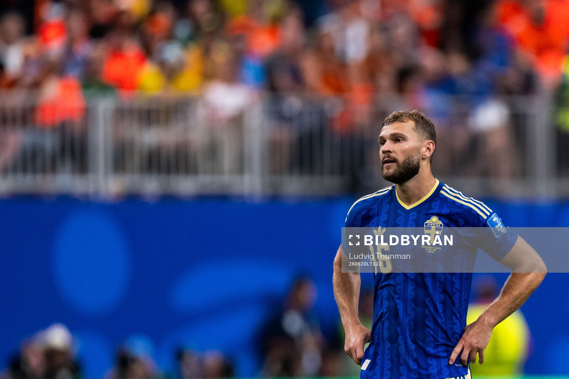 Jesper Karlström of Sweden looks dejected