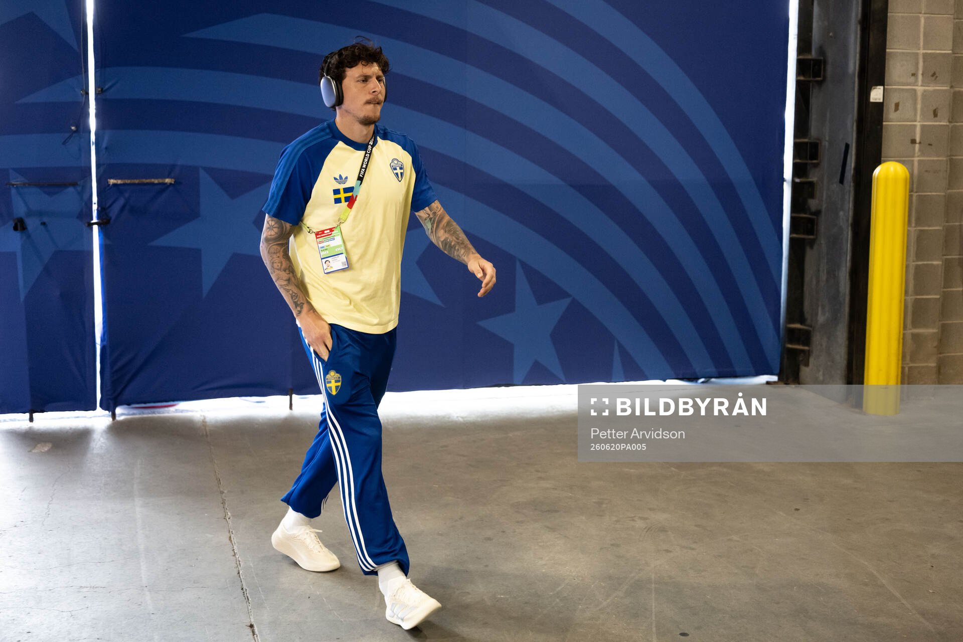Victor Nilsson Lindelöf of Sweden arrives at Houston