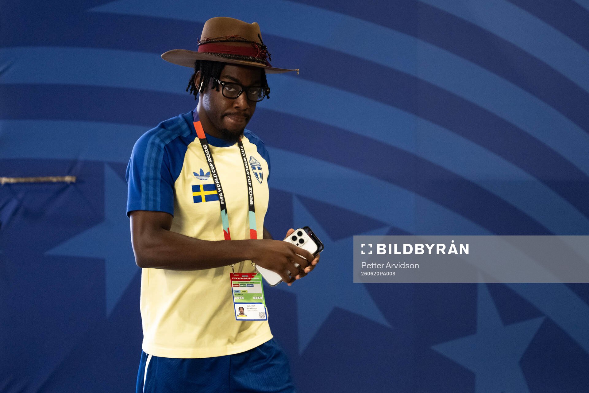 Anthony Elanga of Sweden arrives at Houston Stadium