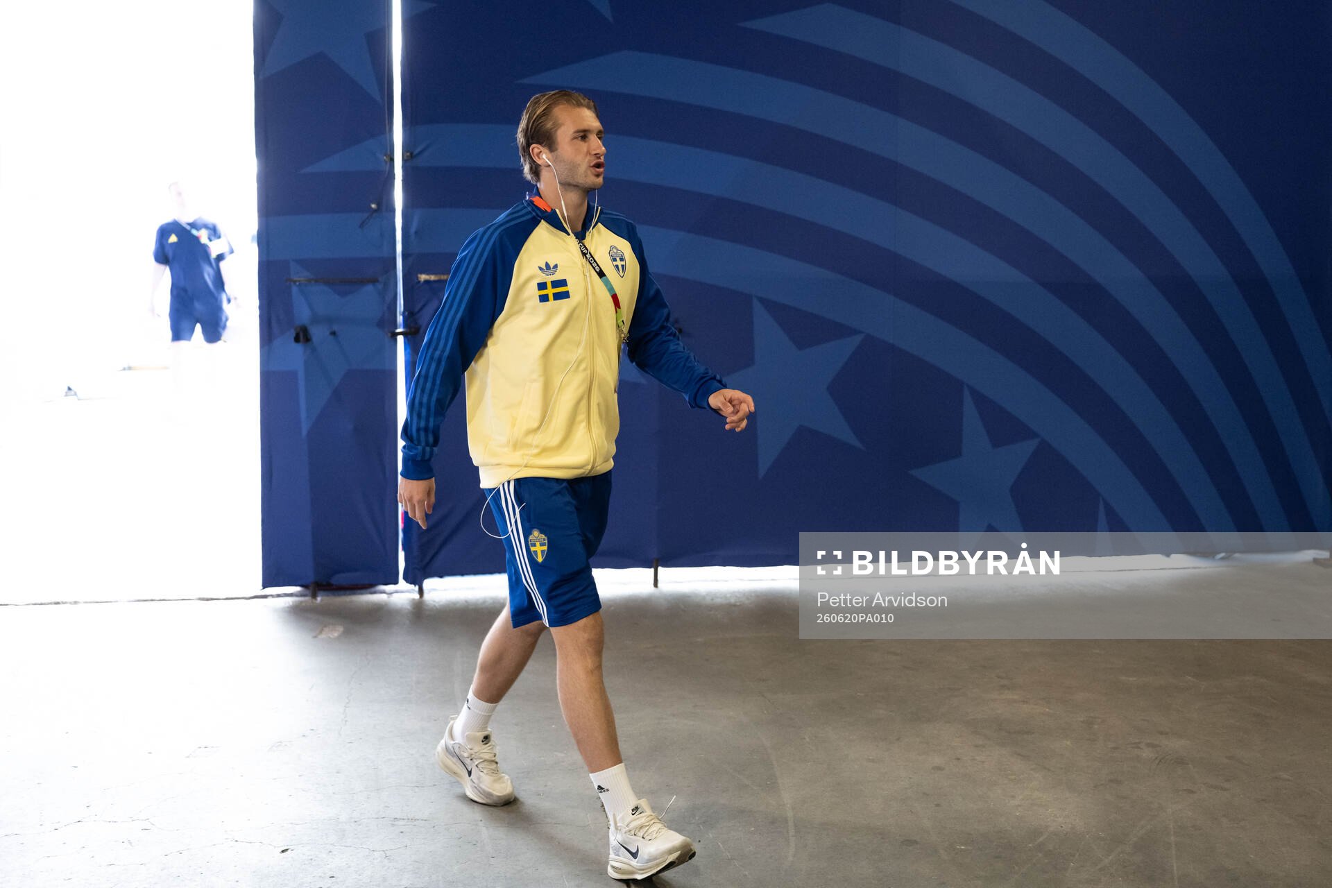 Benjamin Nygren of Sweden arrives at Houston Stadium