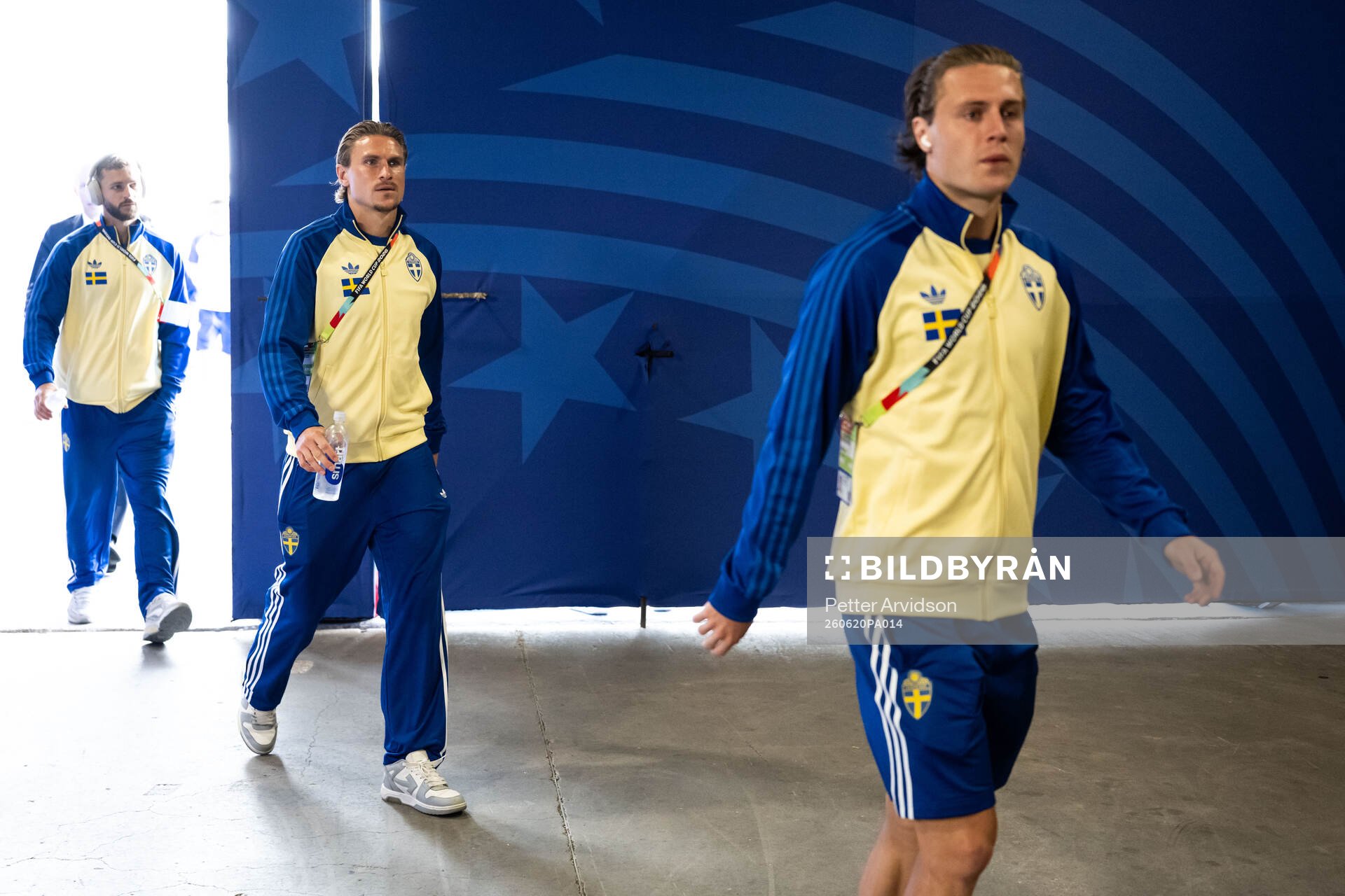 Carl Starfelt and Mattias Svanberg of Sweden arrive at