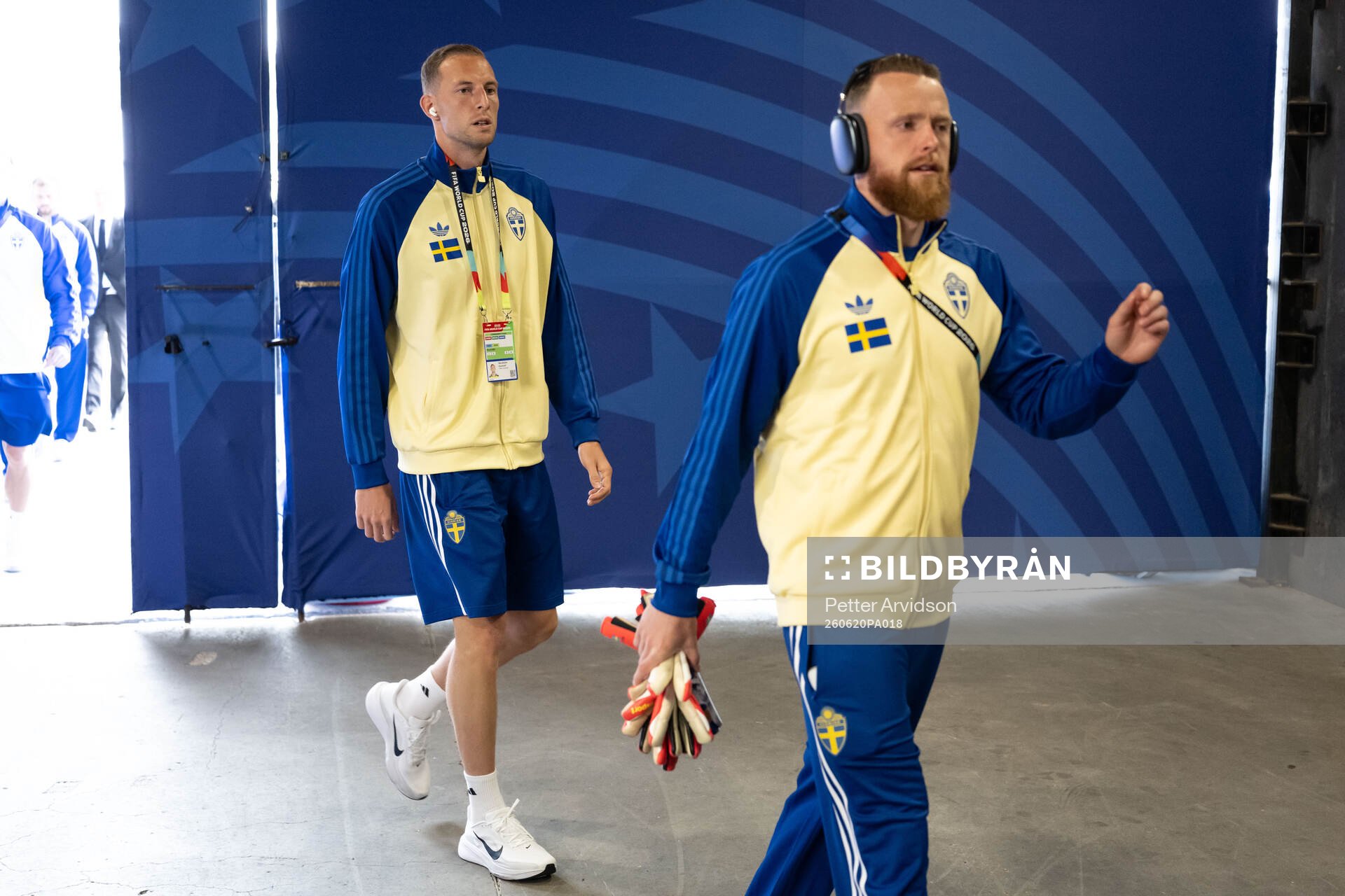 Gustaf Nilsson and goalkeeper Viktor Johansson  of Sweden