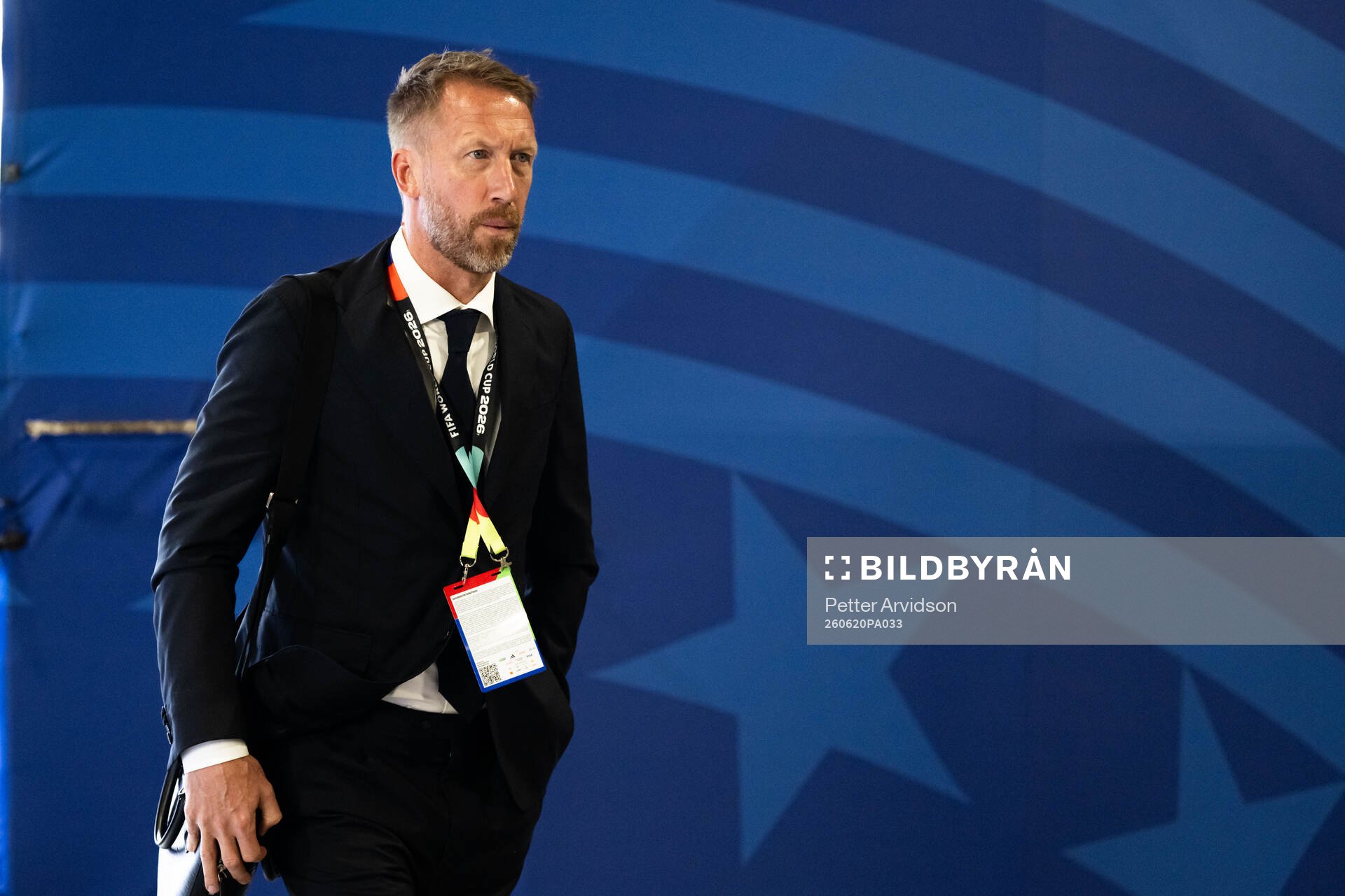 Head coach Graham Potter of Sweden arrives at Houston
