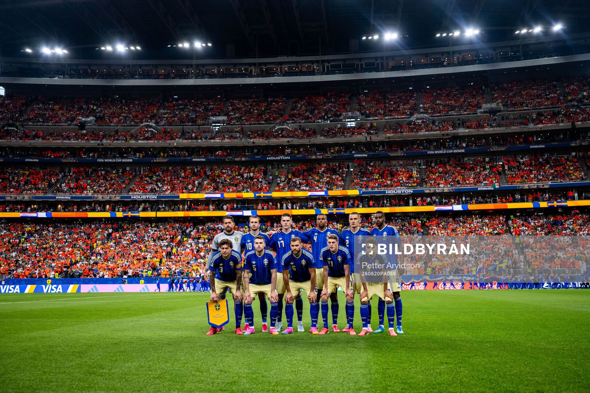 The starting eleven of Sweden pose for a team photo. From