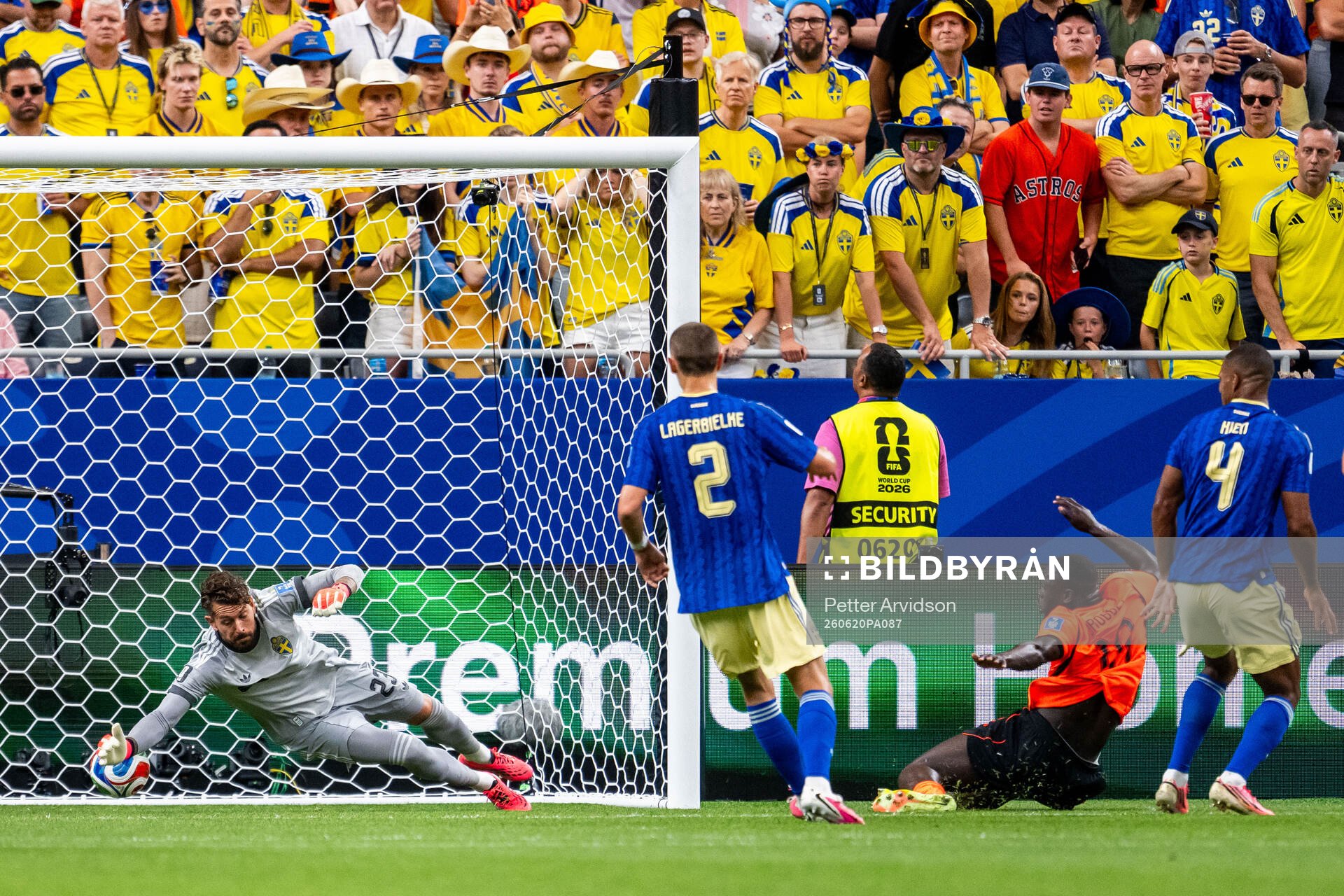 Brian Brobbey of Netherlands scores 2-0 behind goalkeeper